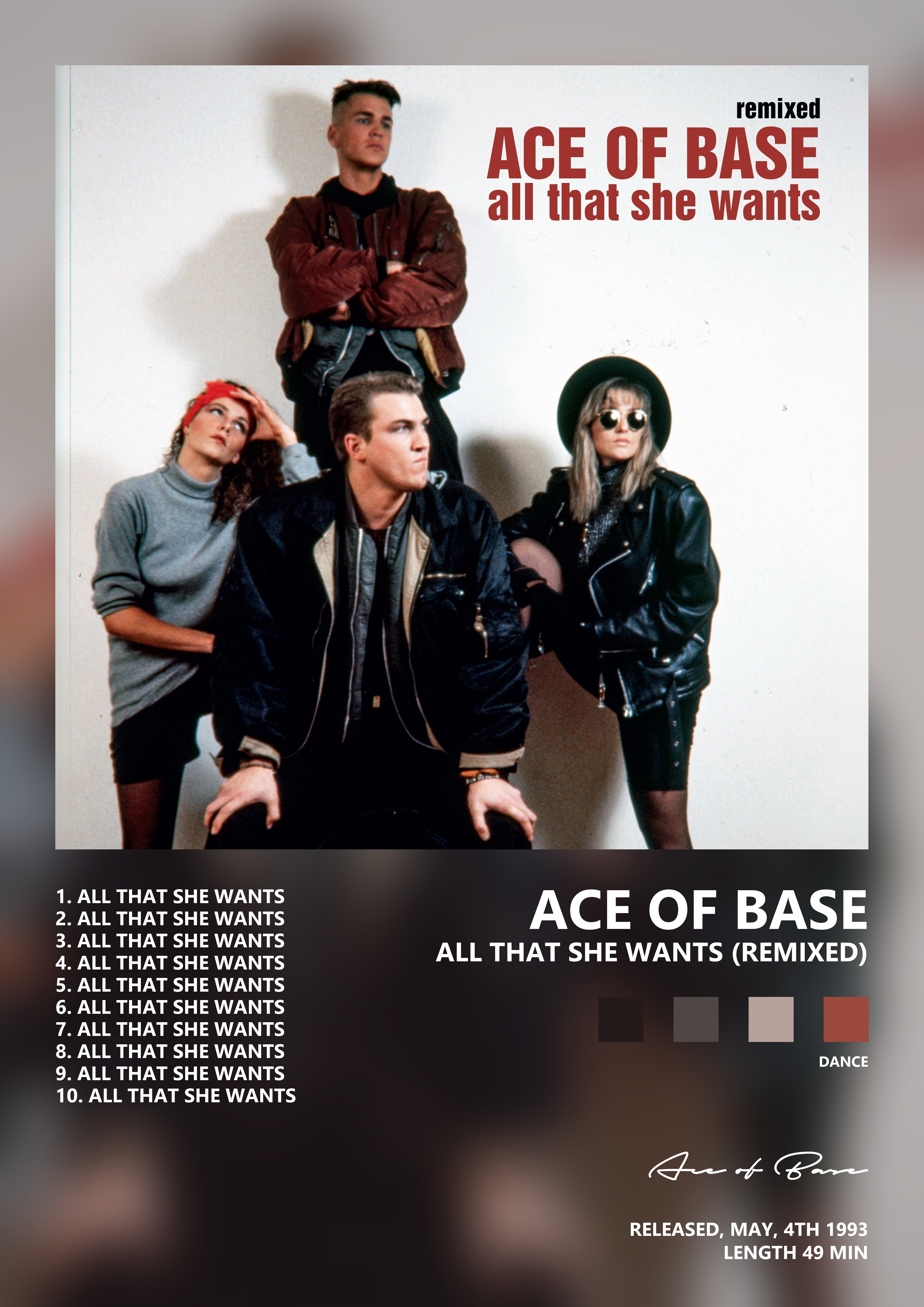 Music poster: Ace of Base - All That She Wants Remixed