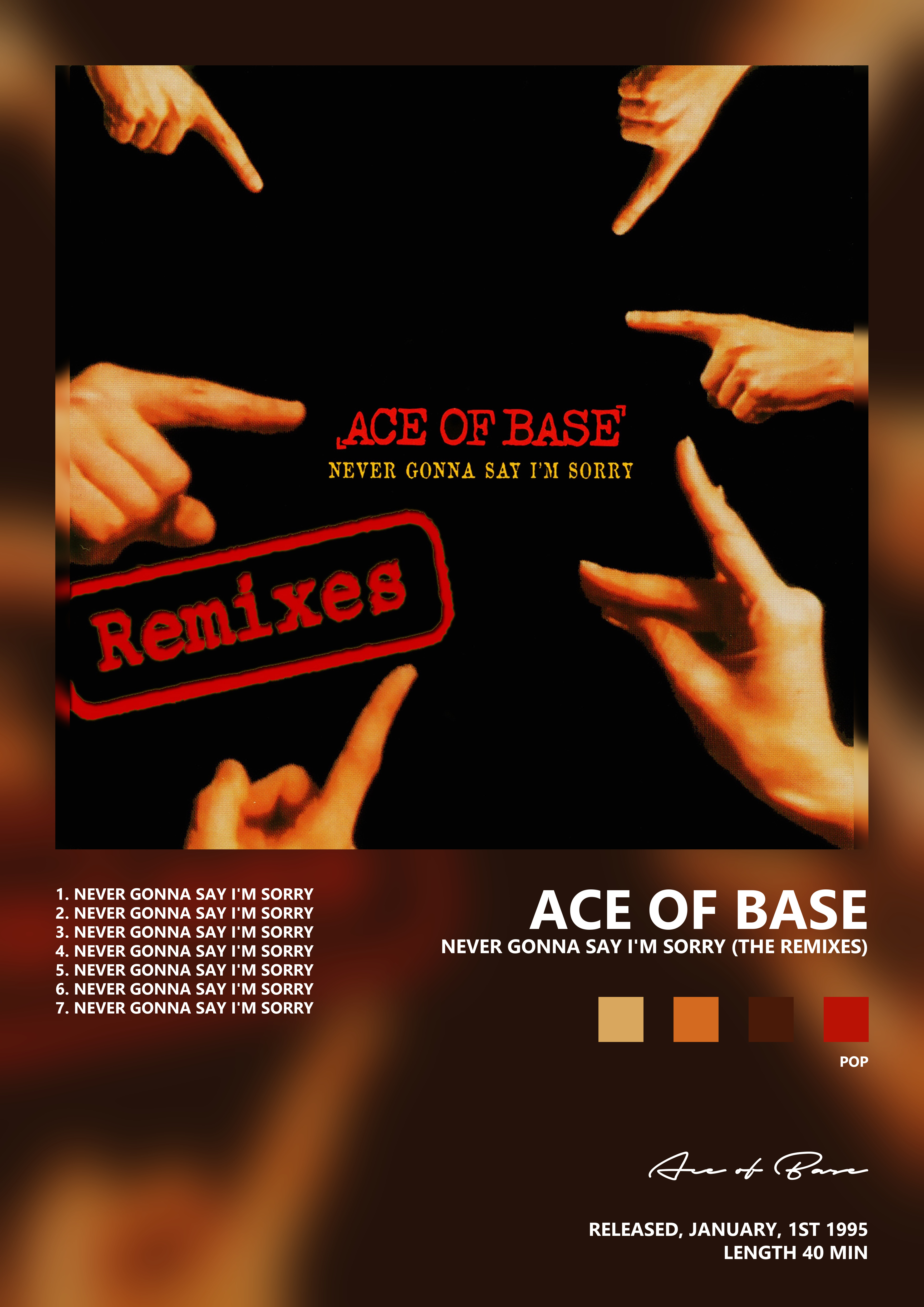 Music poster: Ace of Base - Never Gonna Say Im Sorry The Remixes
