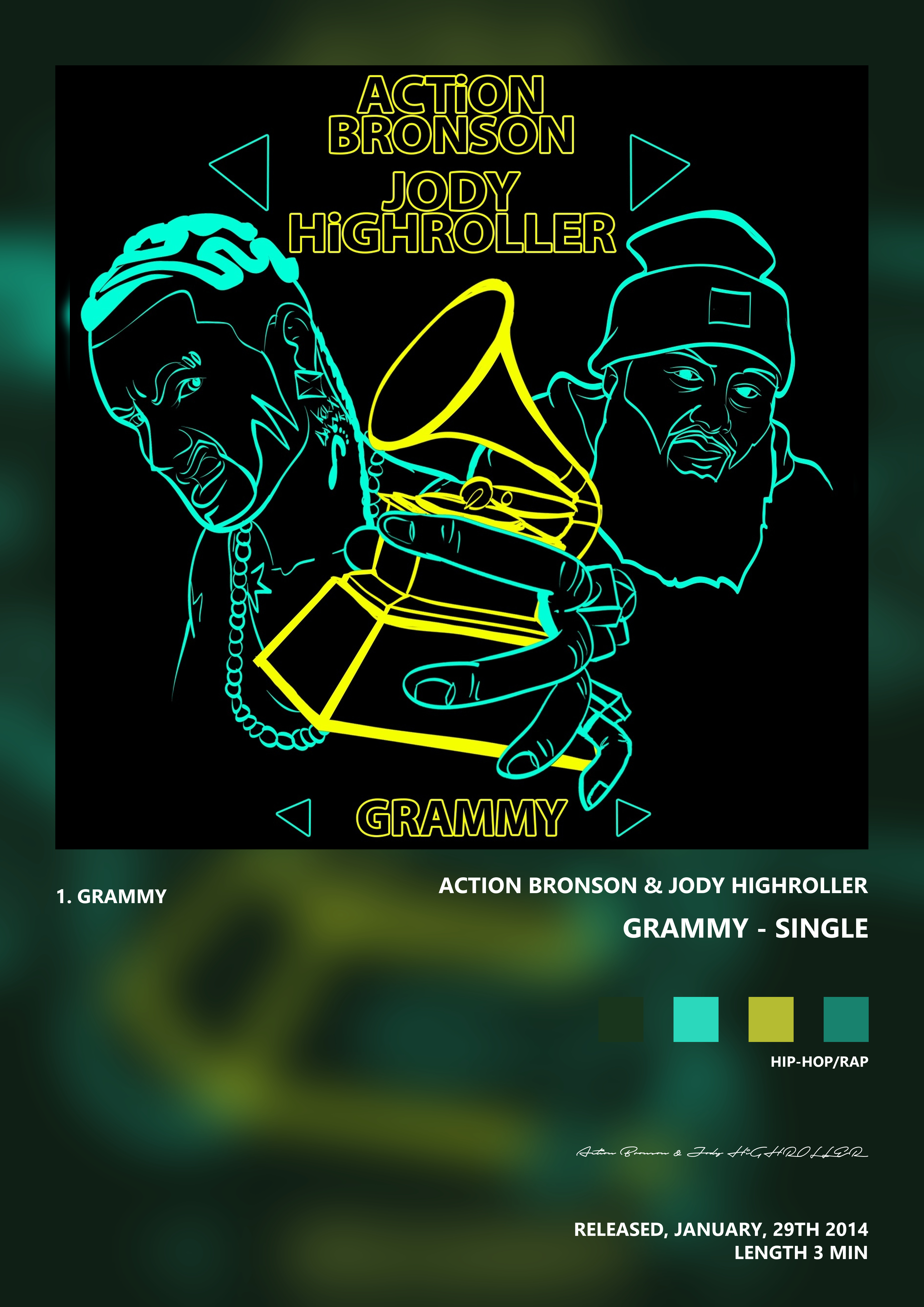 Music poster: Action Bronson Jody HiGHROLLER - Grammy - Single