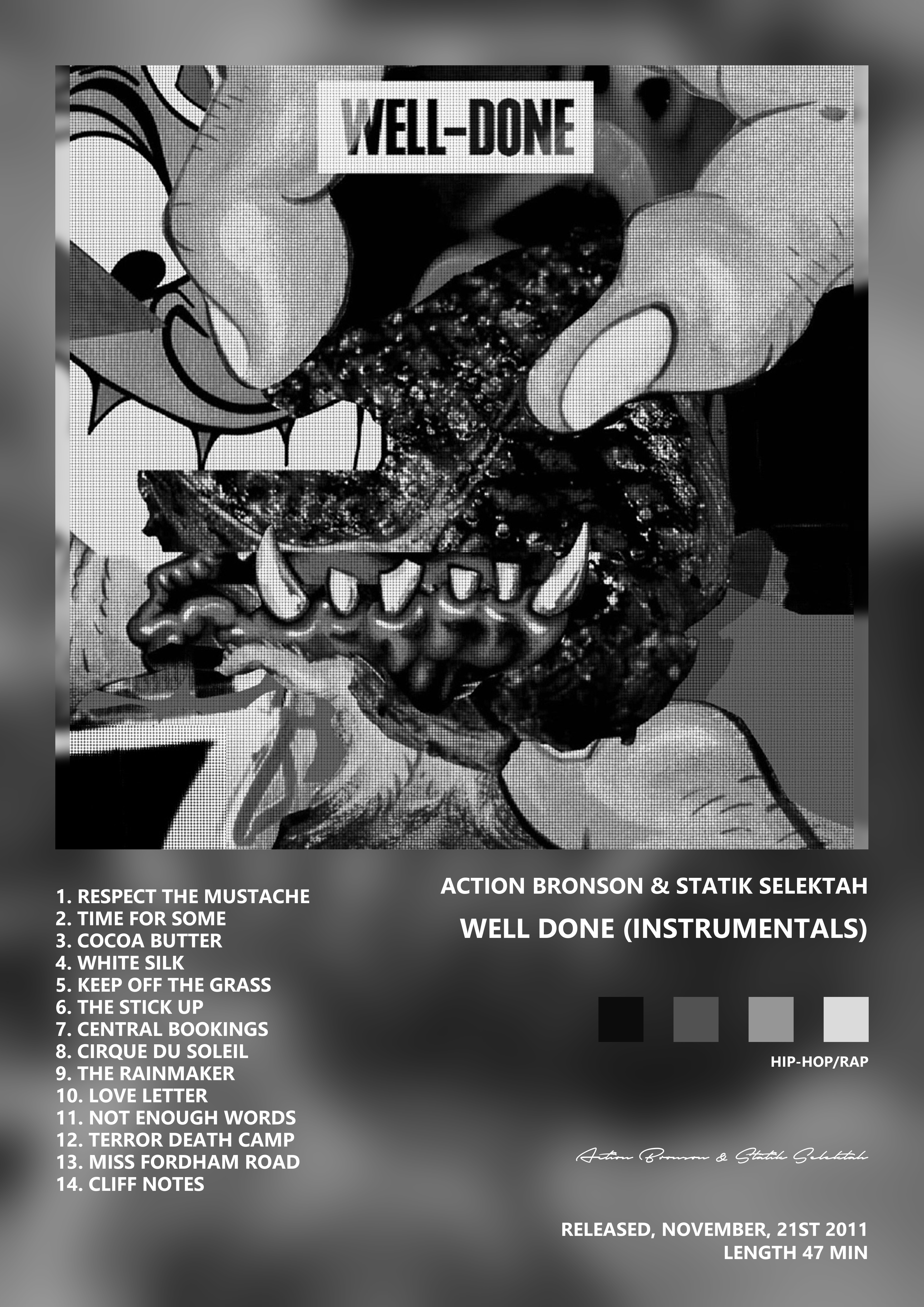Music poster: Action Bronson Statik Selektah - Well Done Instrumentals