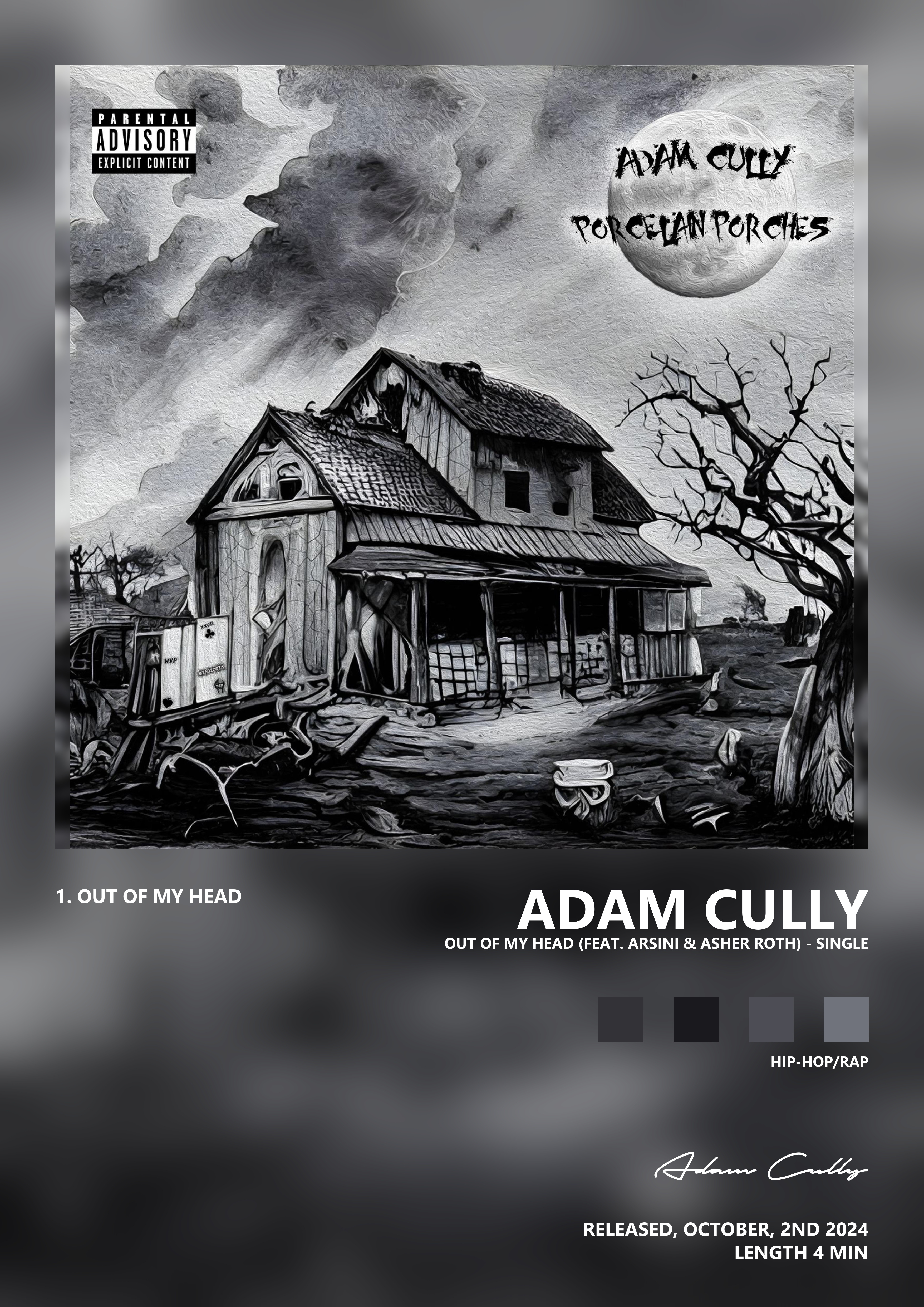 Music poster: Adam Cully - Out of My Head feat Arsini Asher Roth - Single