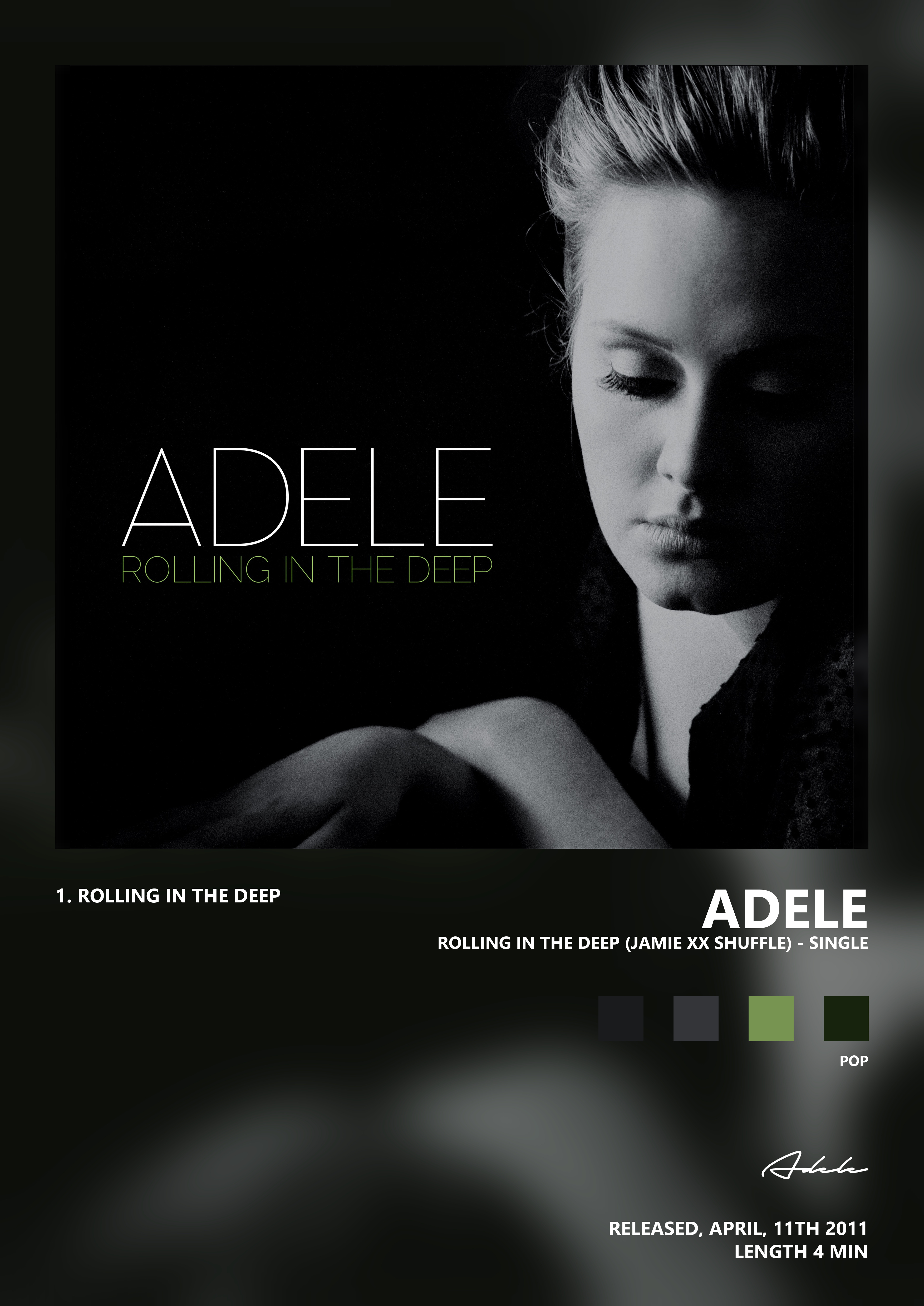 Music poster: Adele - Rolling in the Deep Jamie xx Shuffle - Single
