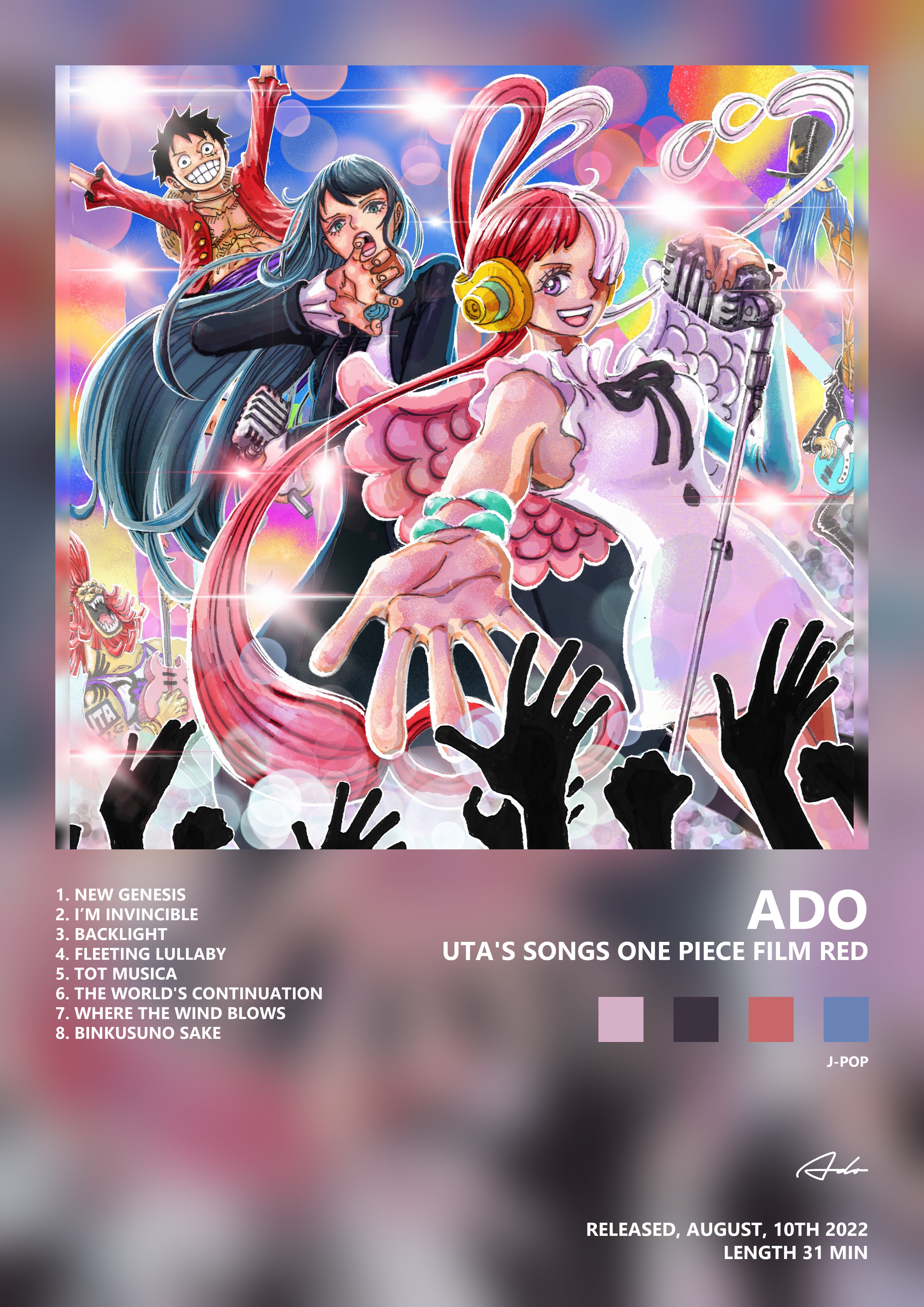 Music poster: Ado - UTAS SONGS ONE PIECE FILM RED
