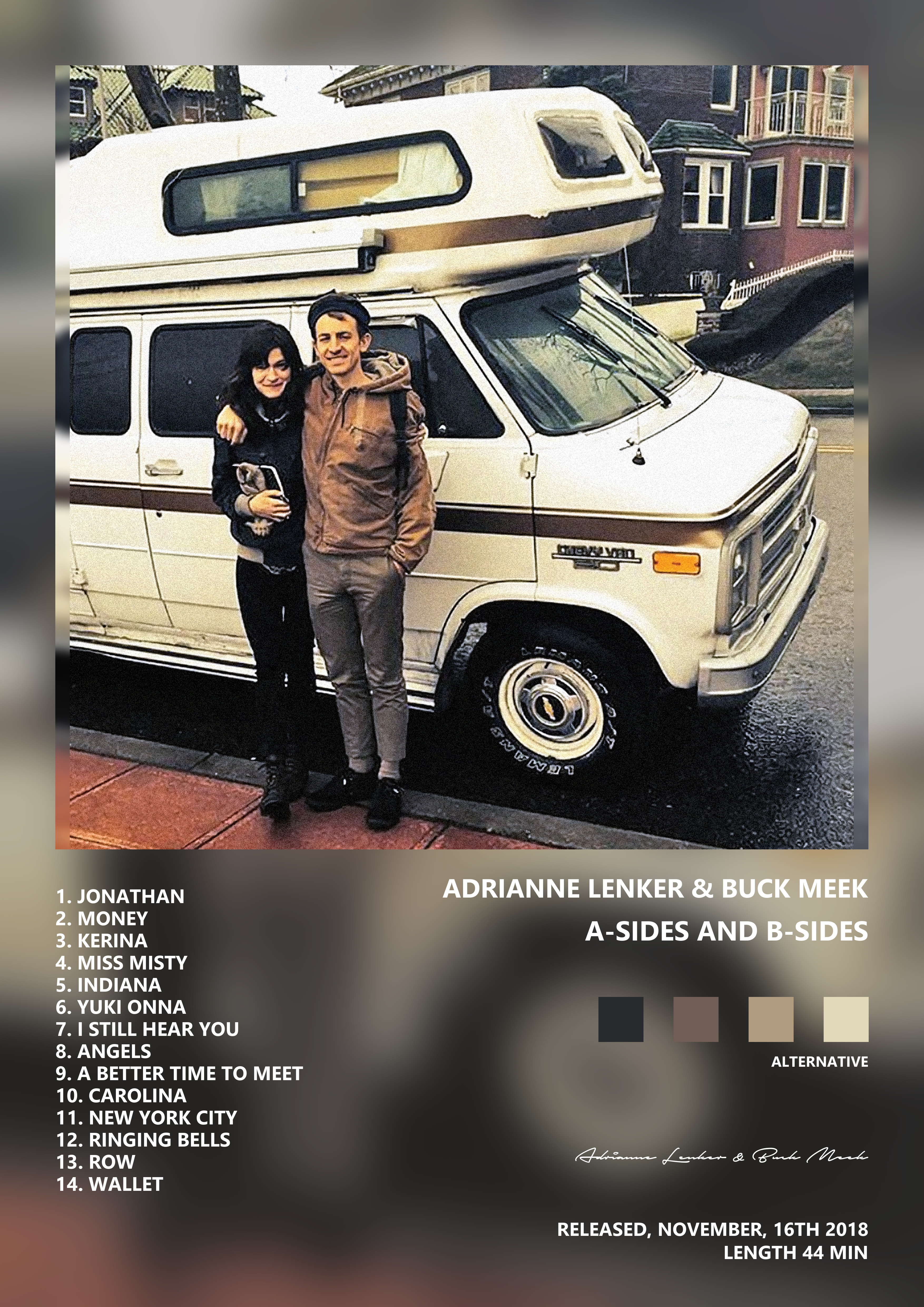 Music poster: Adrianne Lenker Buck Meek - a-sides and b-sides