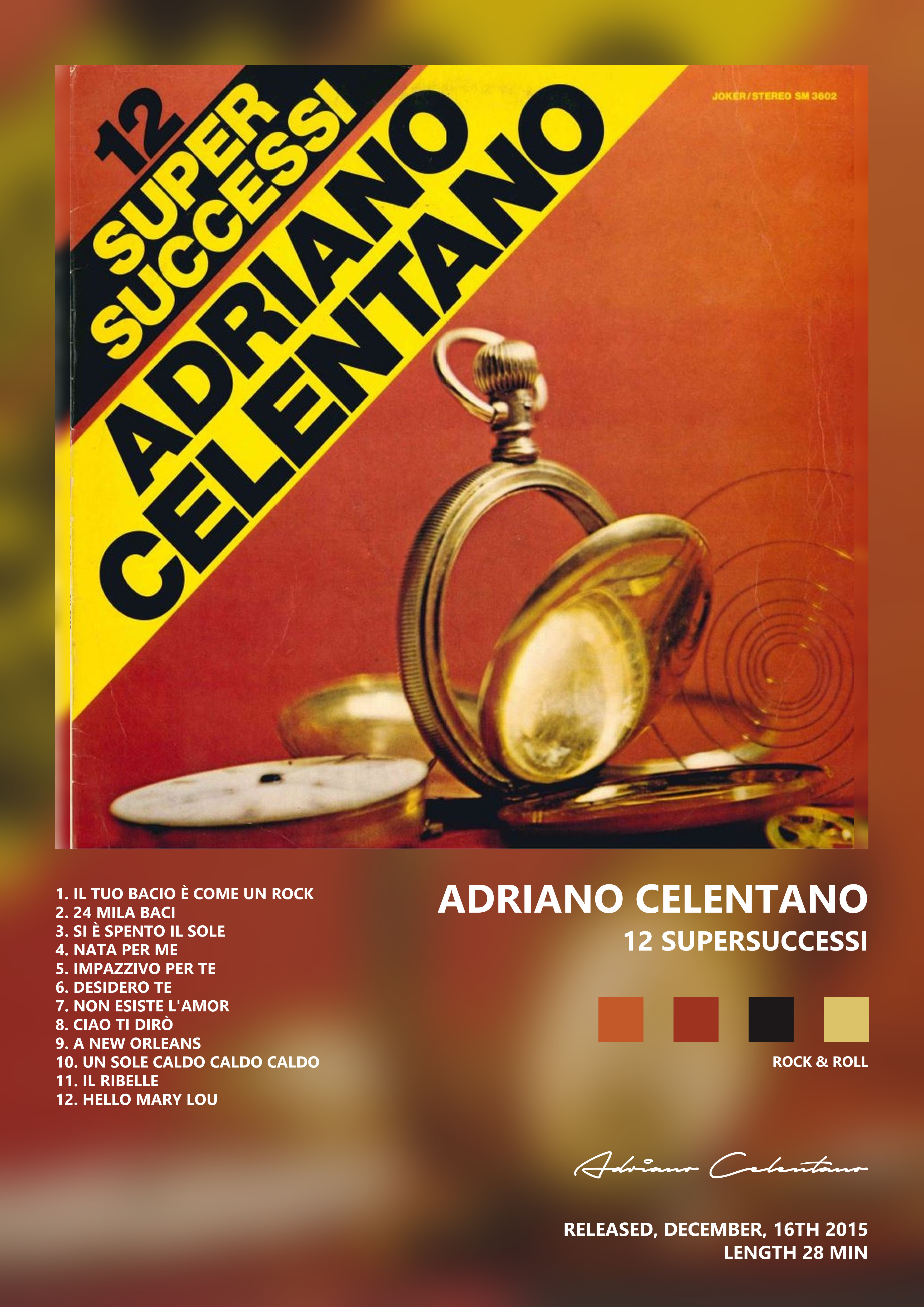 Music poster: Adriano Celentano - 12 Supersuccessi