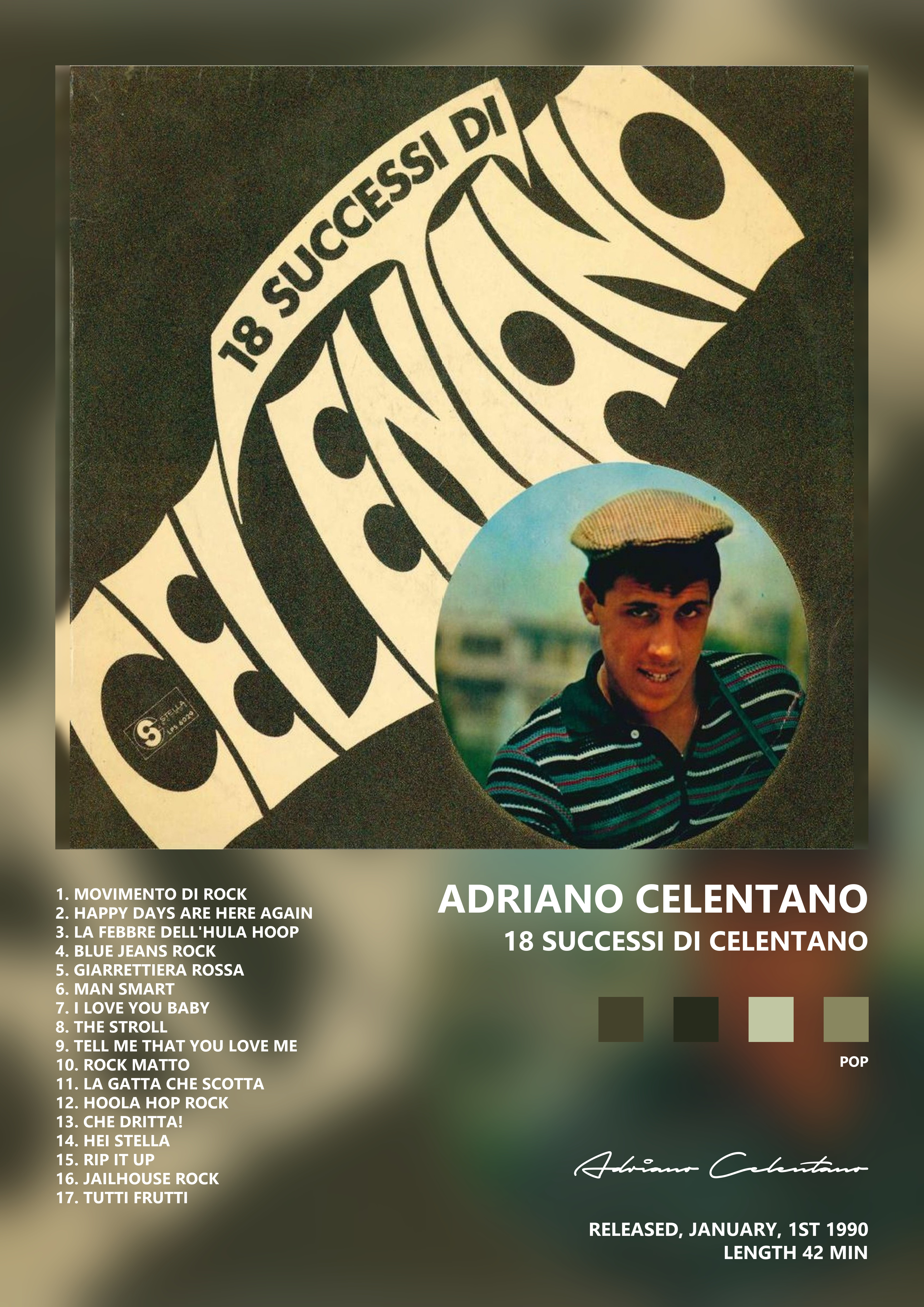 Music poster: Adriano Celentano - 18 Successi di Celentano