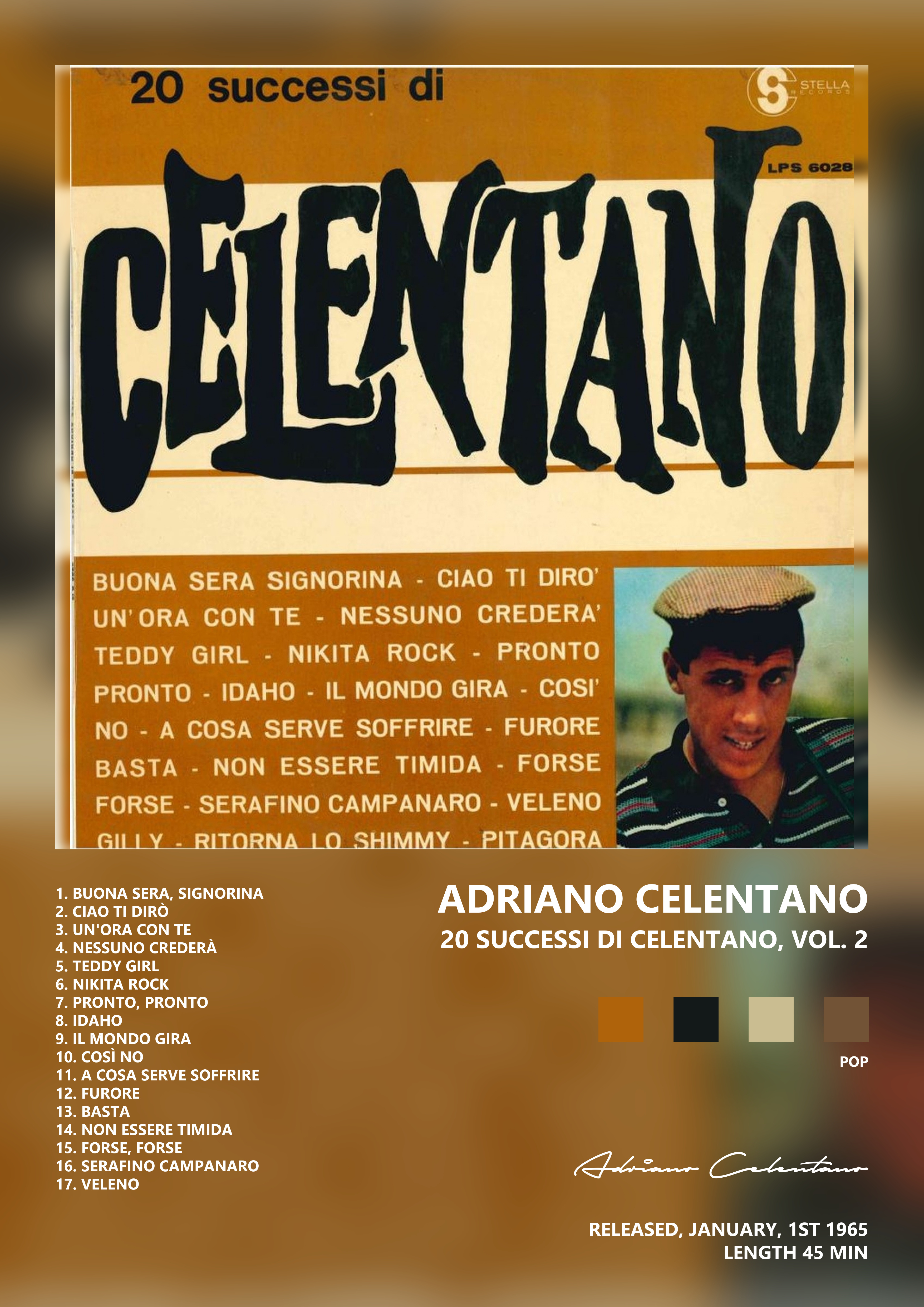 Music poster: Adriano Celentano - 20 Successi di Celentano Vol 2