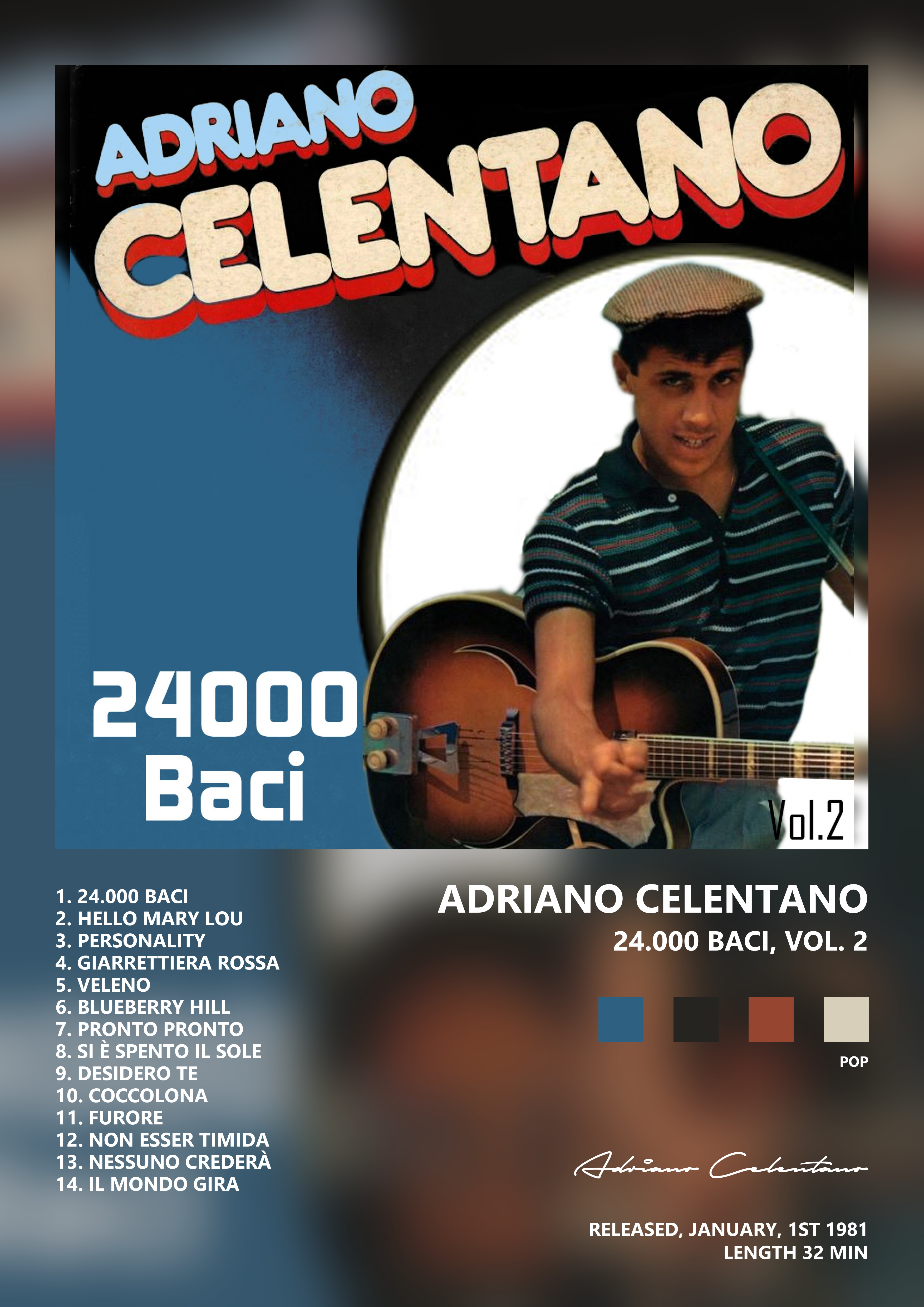 Music poster: Adriano Celentano - 24000 baci Vol 2