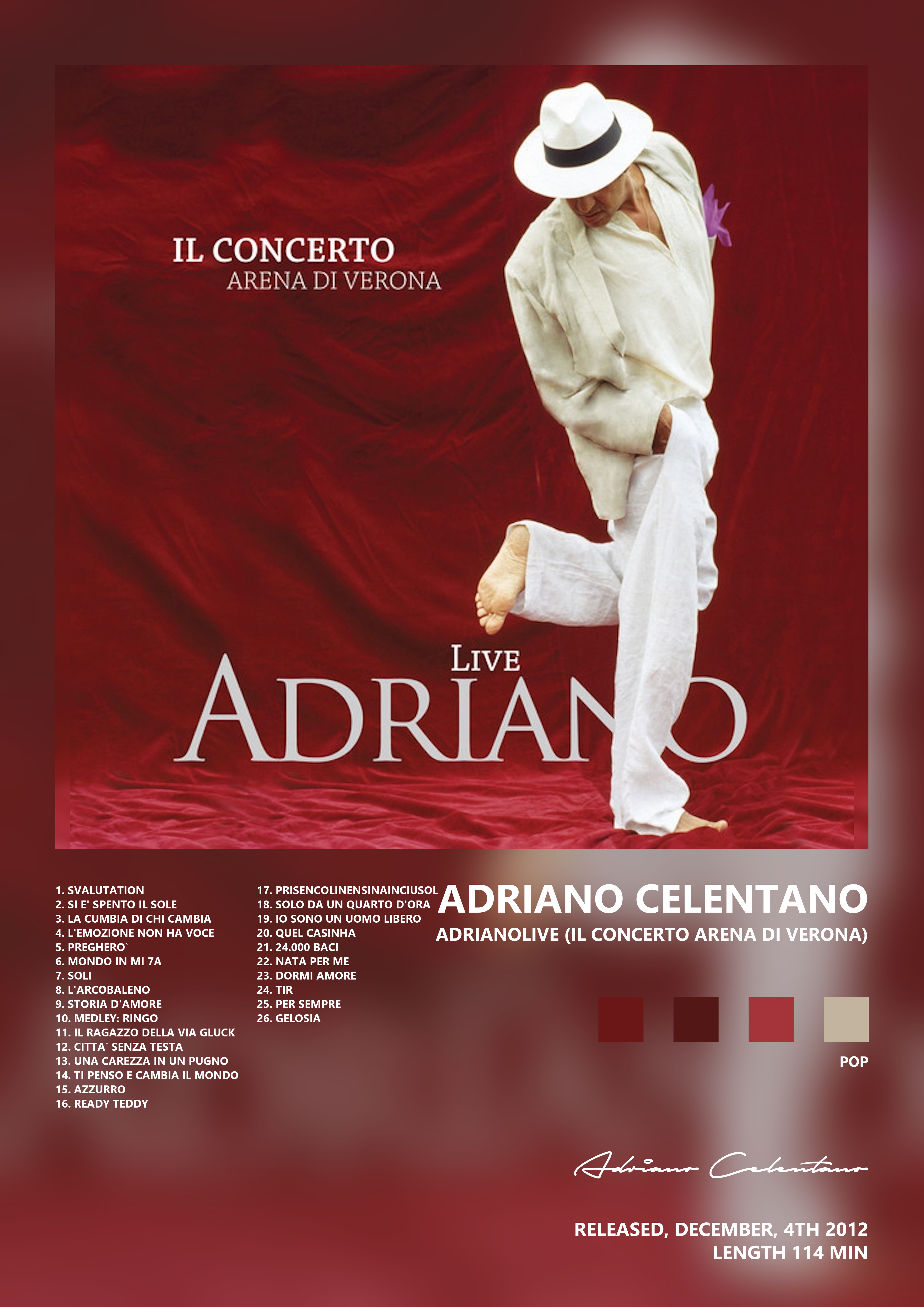 Music poster: Adriano Celentano - Adrianolive Il Concerto Arena Di Verona