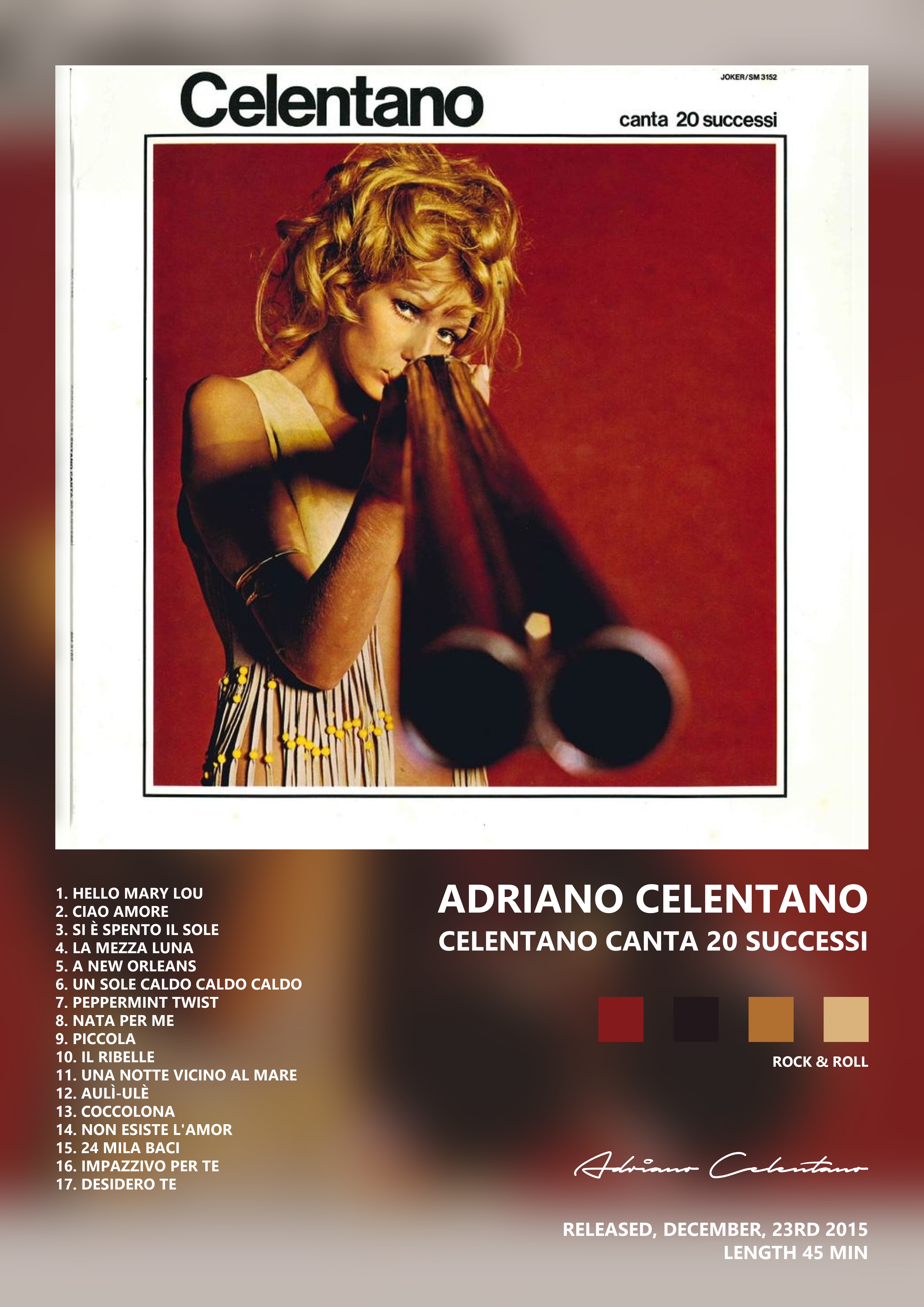 Music poster: Adriano Celentano - Celentano canta 20 successi