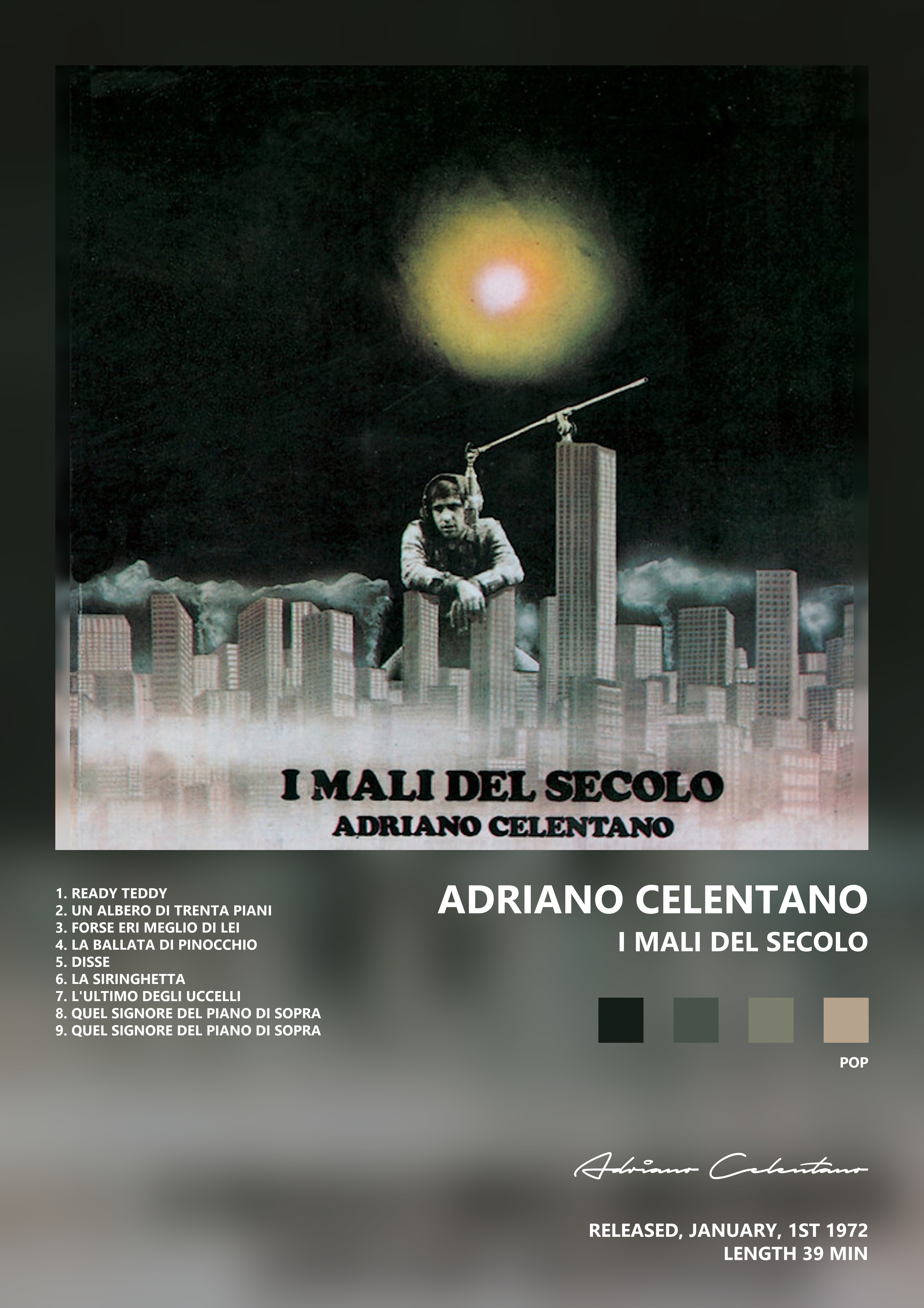 Music poster: Adriano Celentano - I Mali Del Secolo