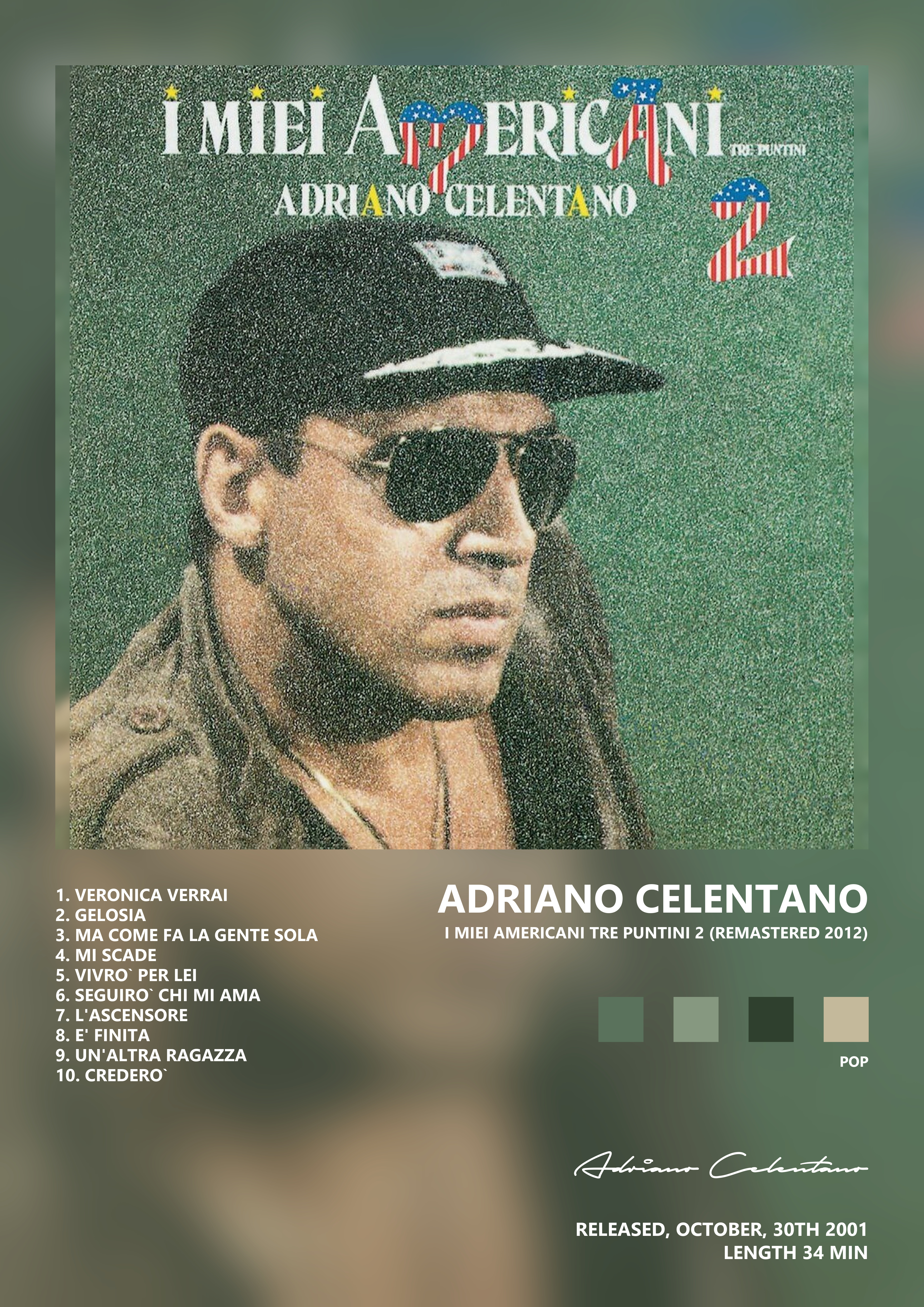 Music poster: Adriano Celentano - I Miei Americani Tre Puntini 2 Remastered 2012