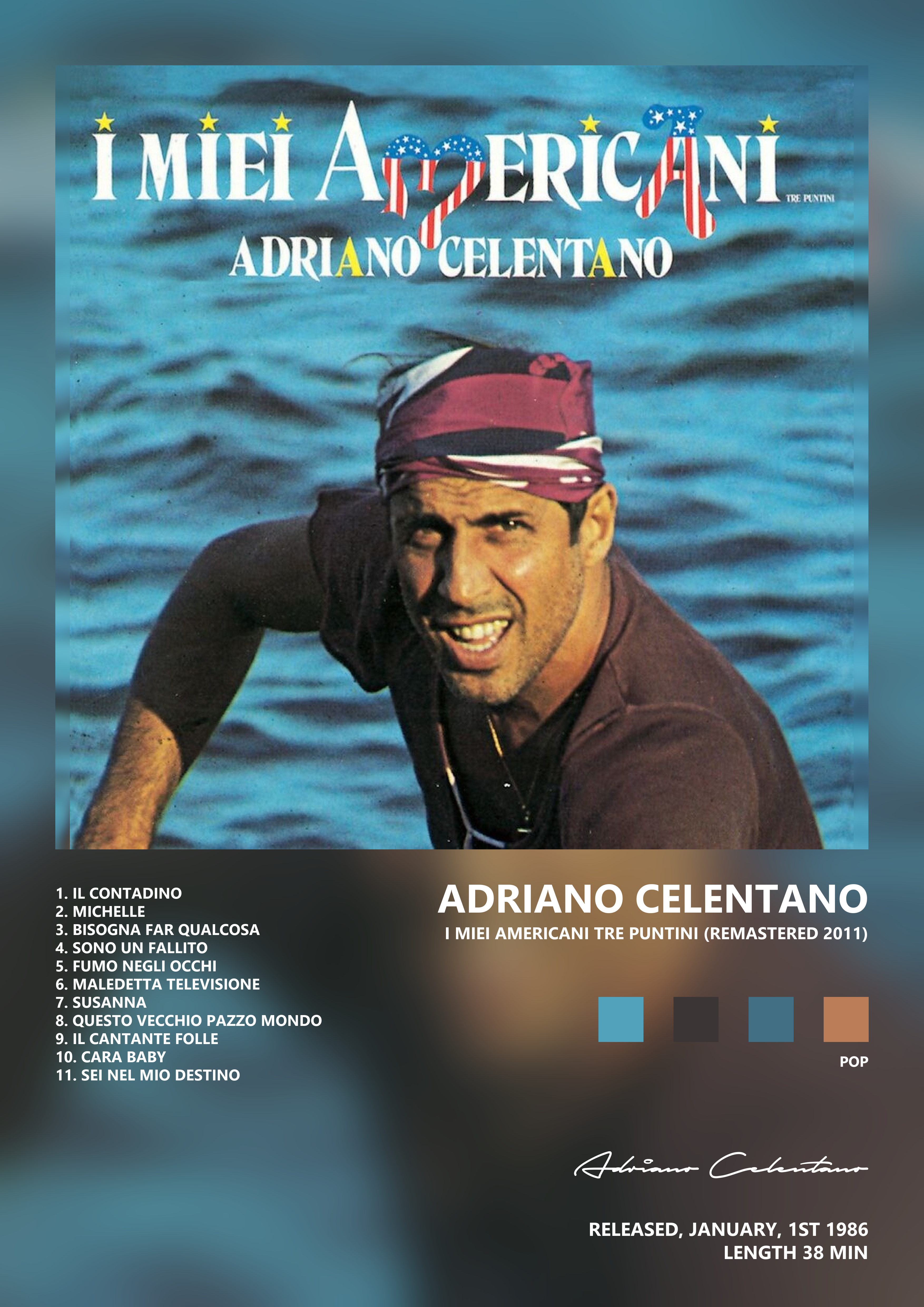 Music poster: Adriano Celentano - I Miei Americani Tre Puntini Remastered 2011