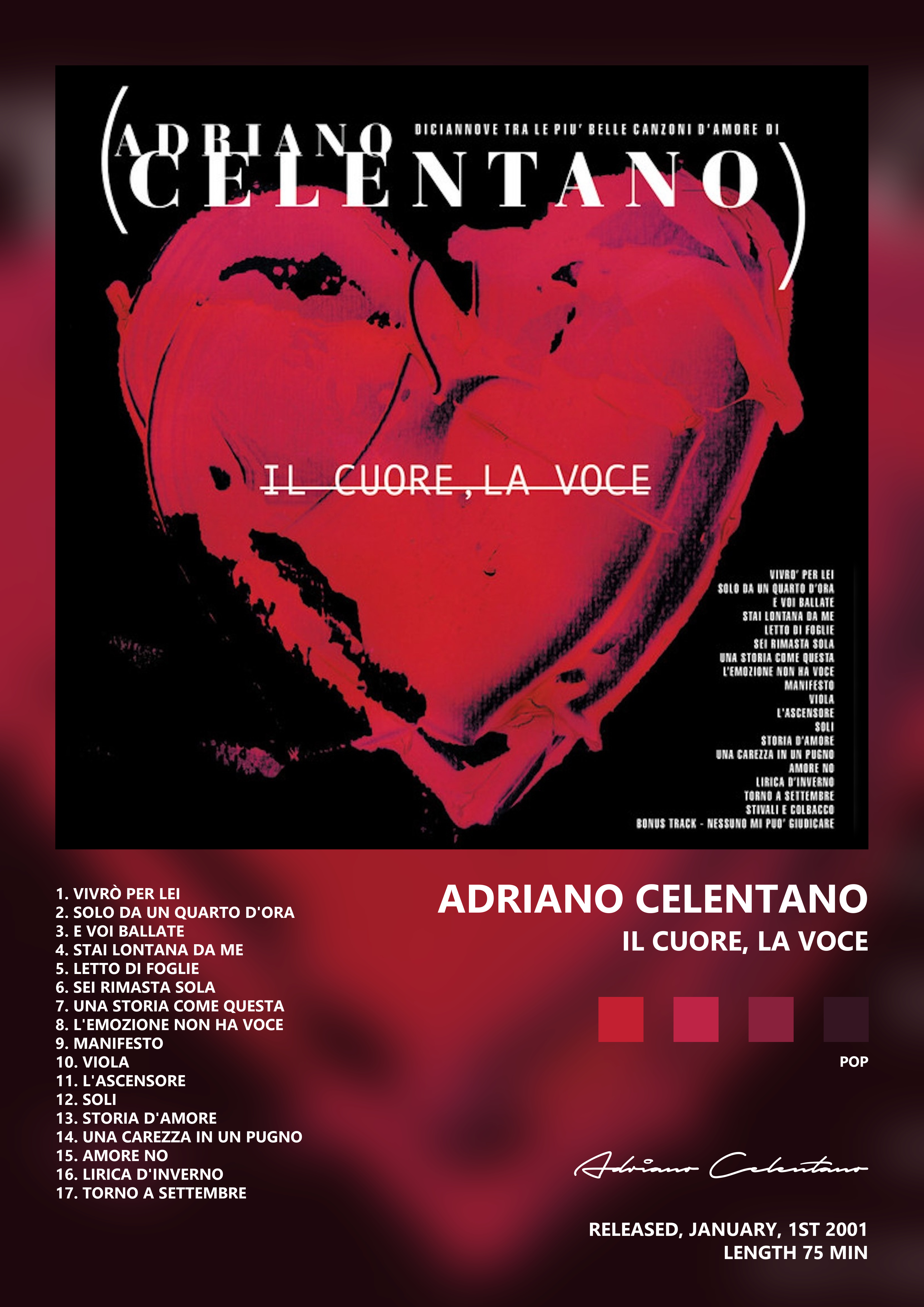 Music poster: Adriano Celentano - Il Cuore La Voce