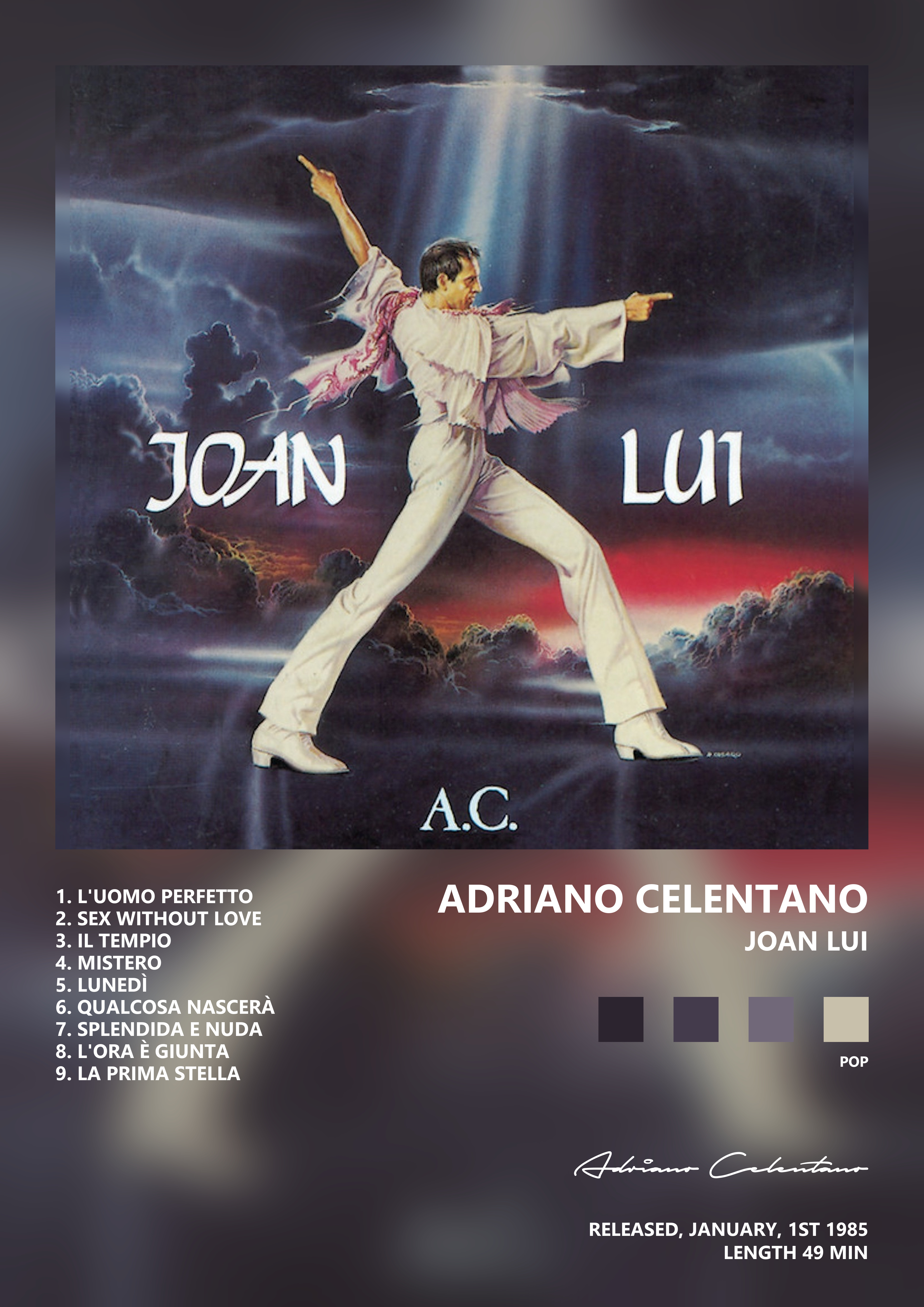 Music poster: Adriano Celentano - Joan Lui