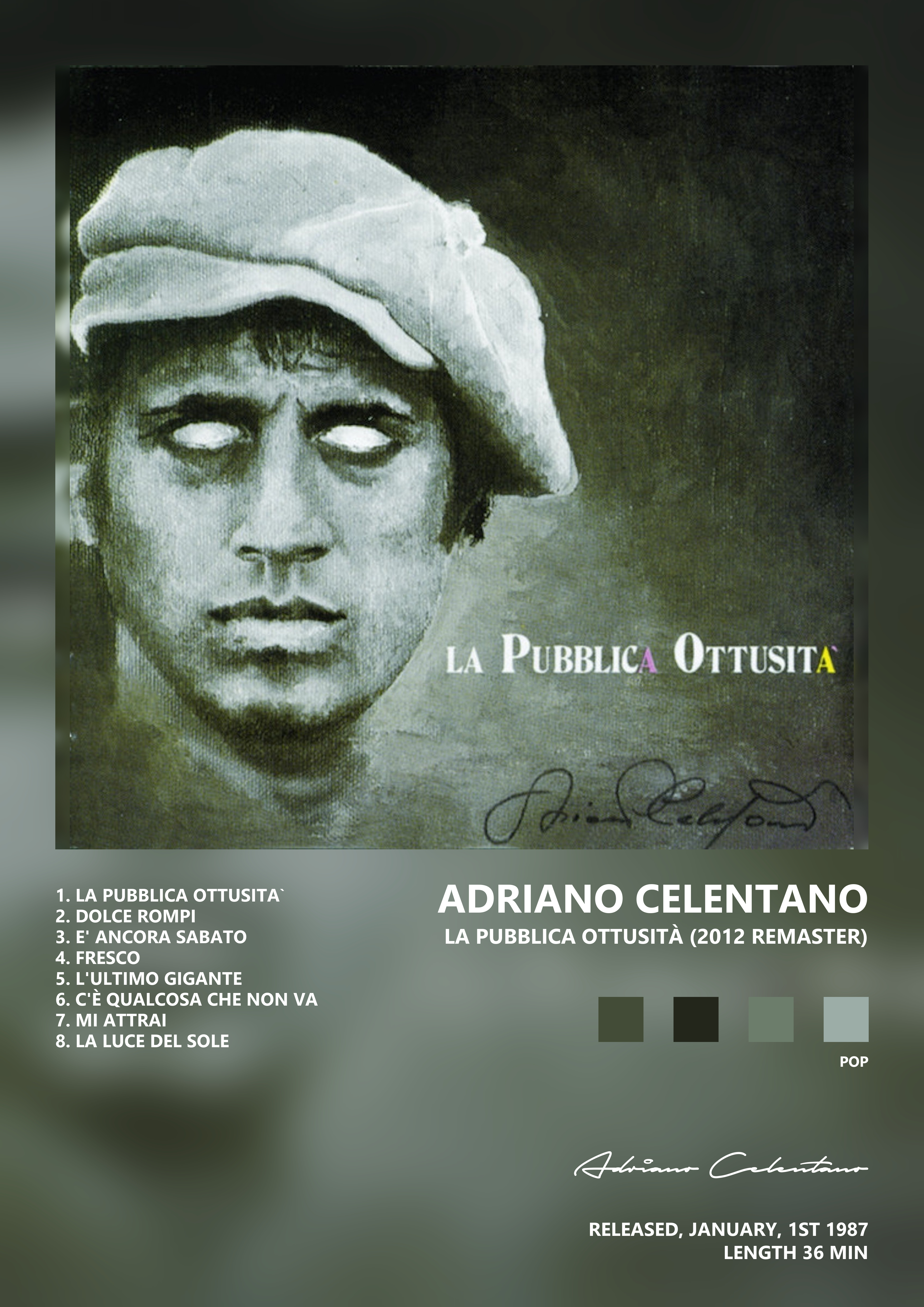 Music poster: Adriano Celentano - La Pubblica Ottusità 2012 Remaster