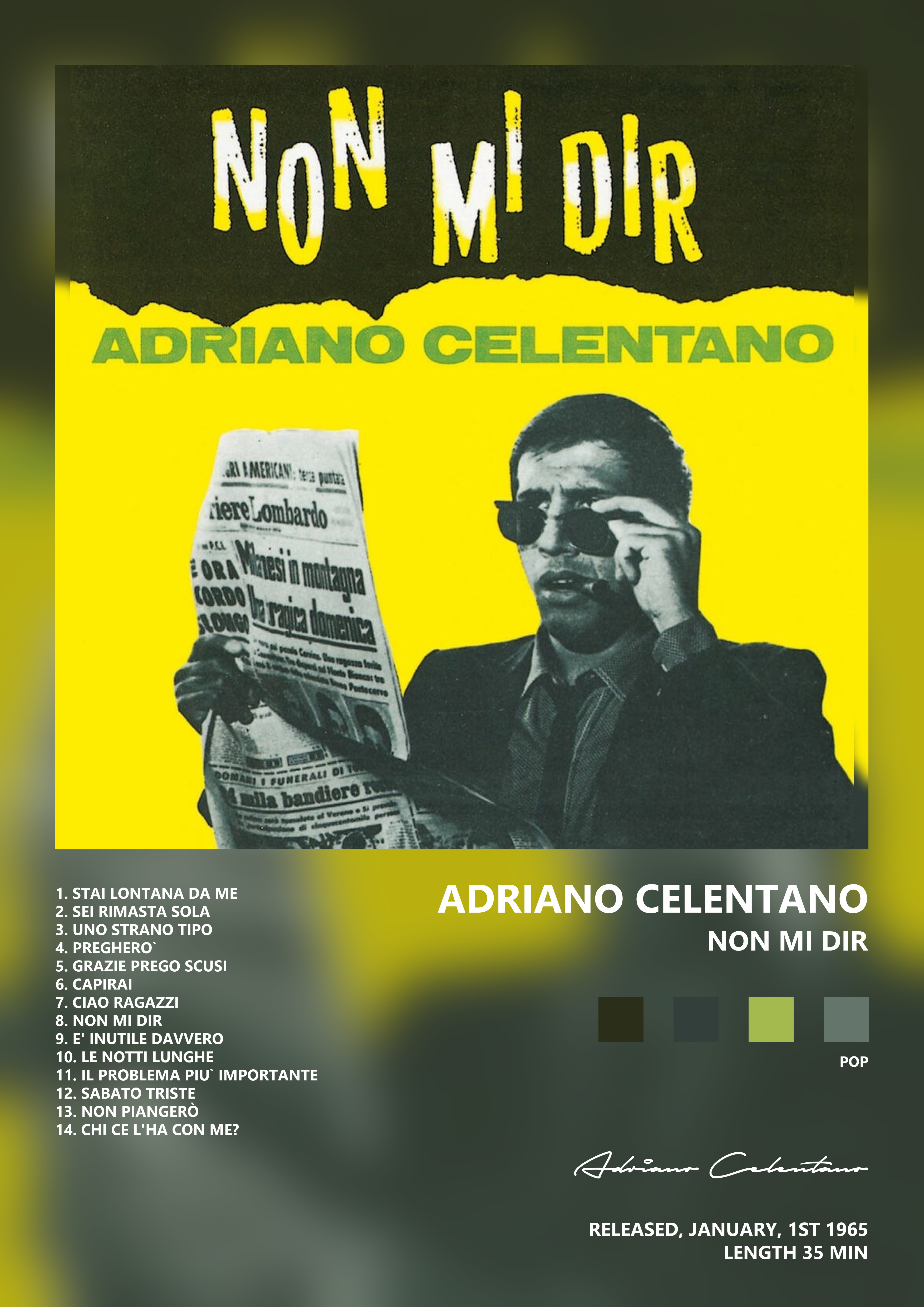 Music poster: Adriano Celentano - Non Mi Dir