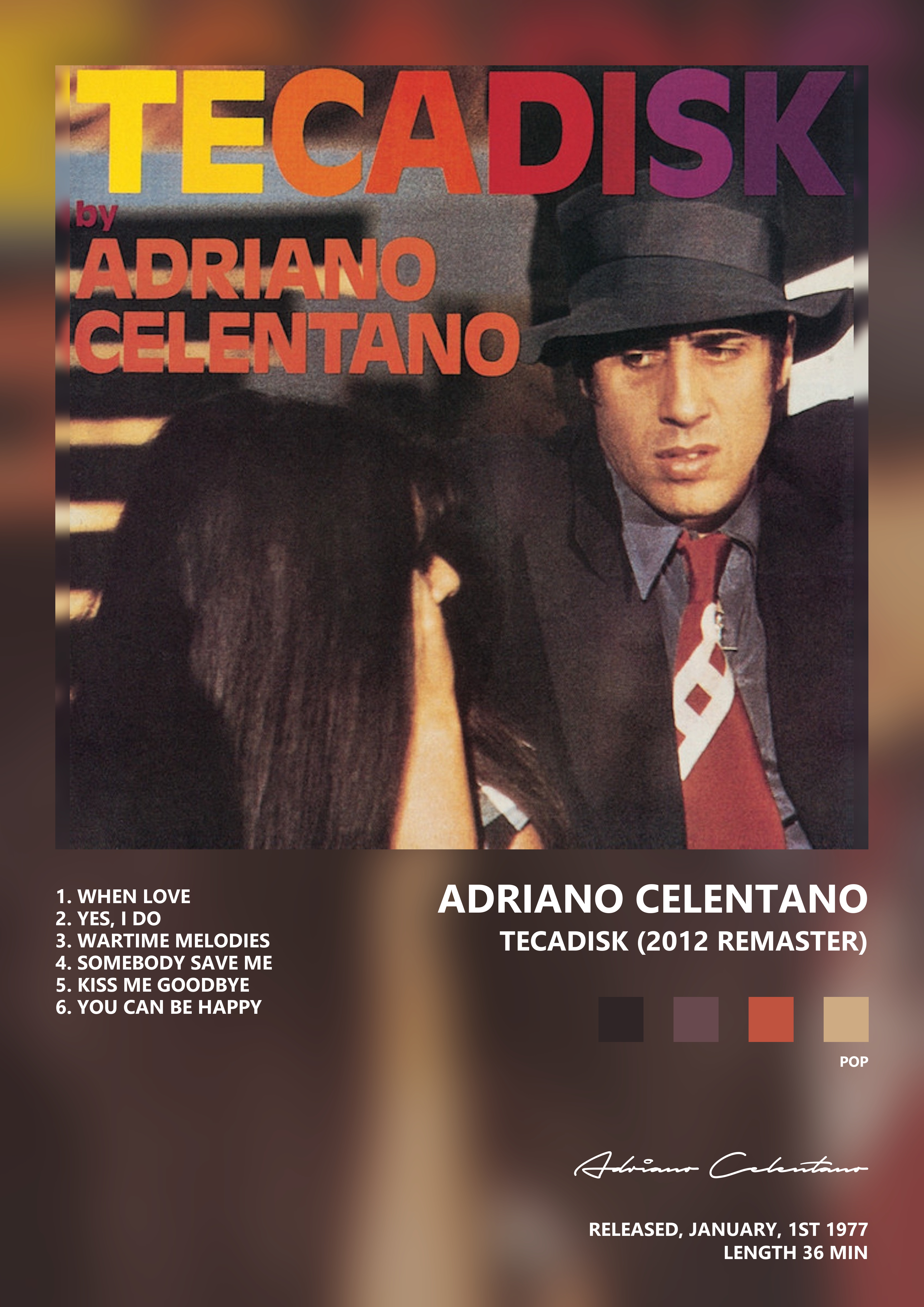 Music poster: Adriano Celentano - Tecadisk 2012 Remaster