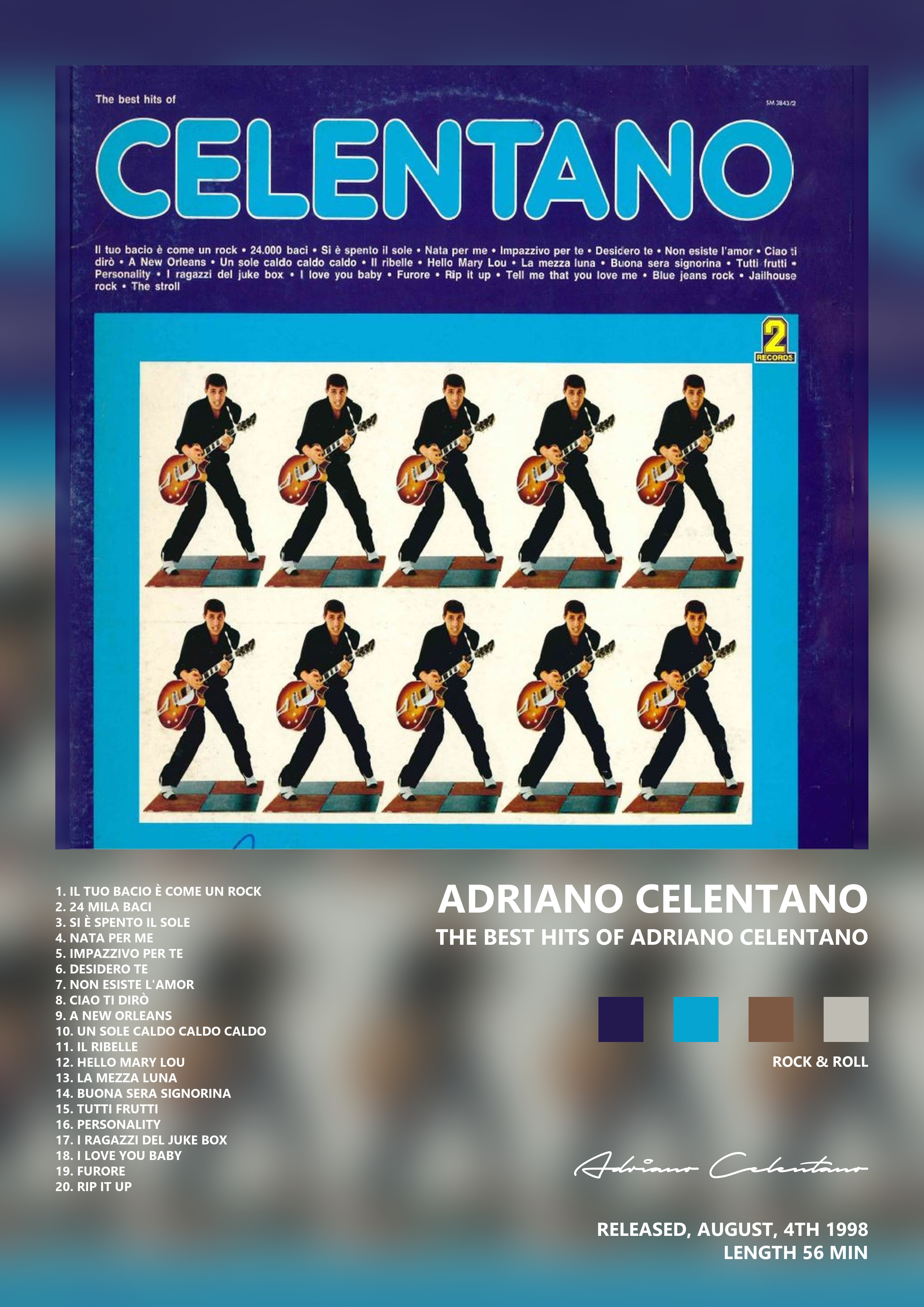 Music poster: Adriano Celentano - The Best Hits of Adriano Celentano