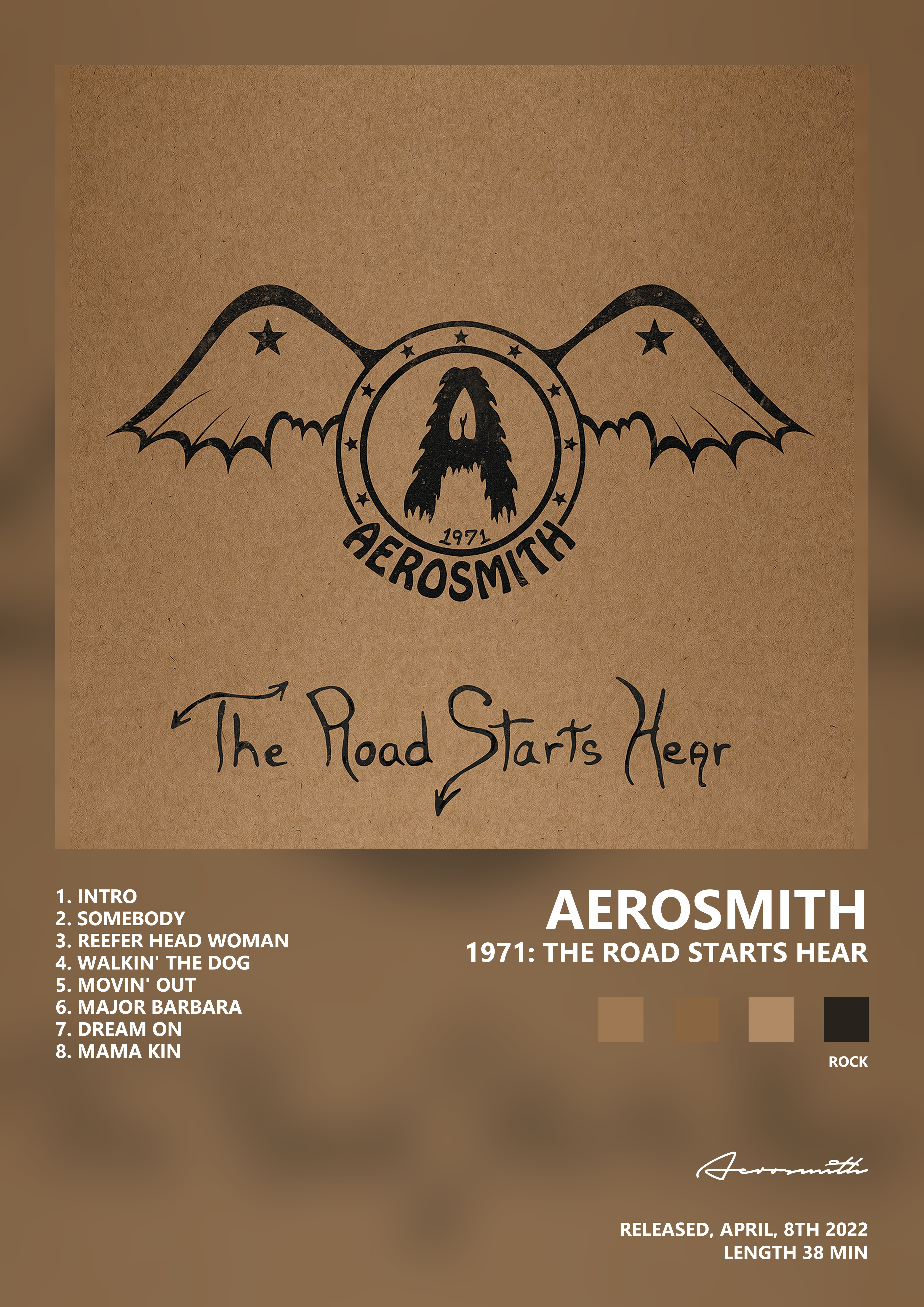 Music poster: Aerosmith - 1971 The Road Starts Hear