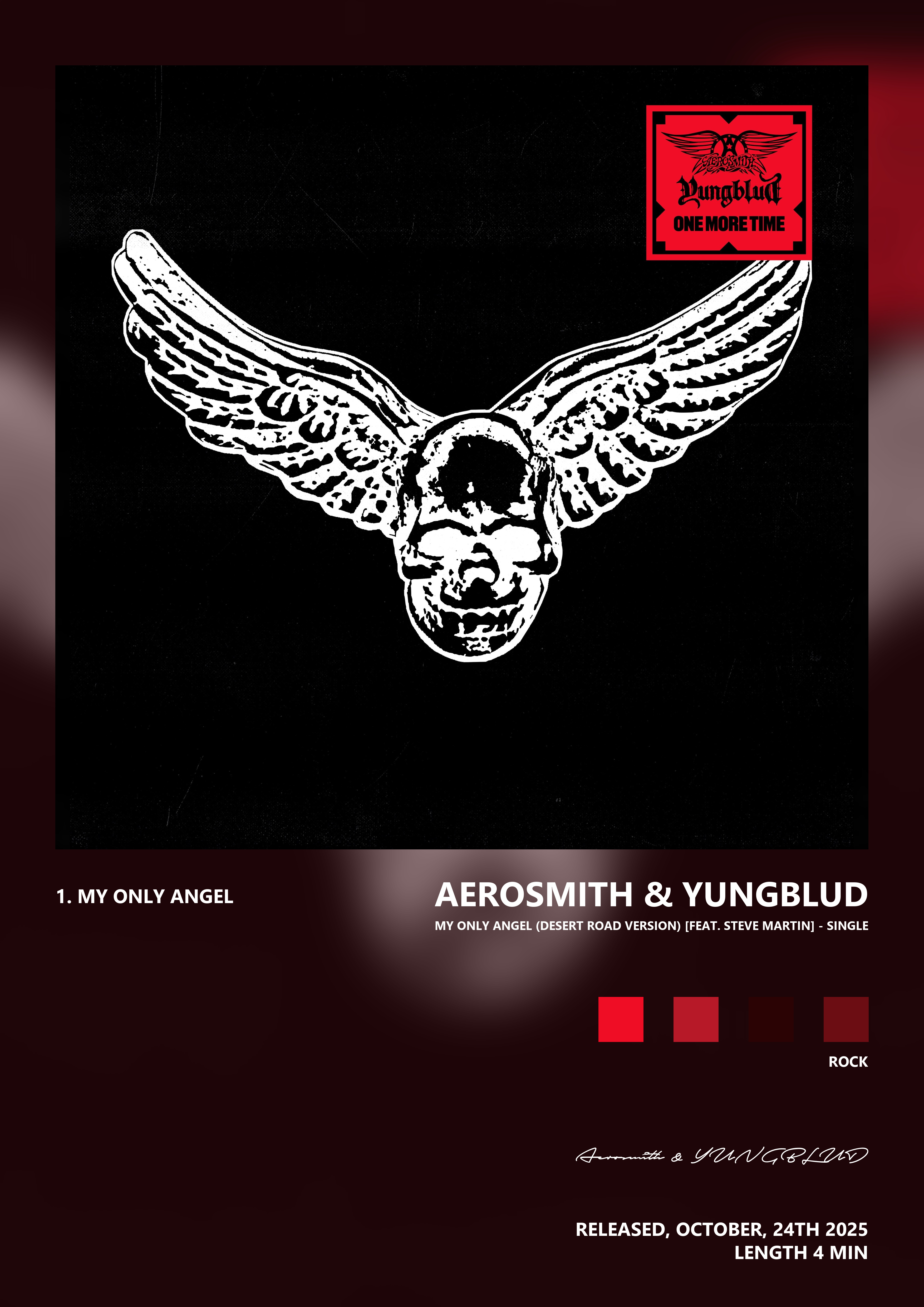 Music poster: Aerosmith YUNGBLUD - My Only Angel Desert Road Version feat Steve Martin - Single