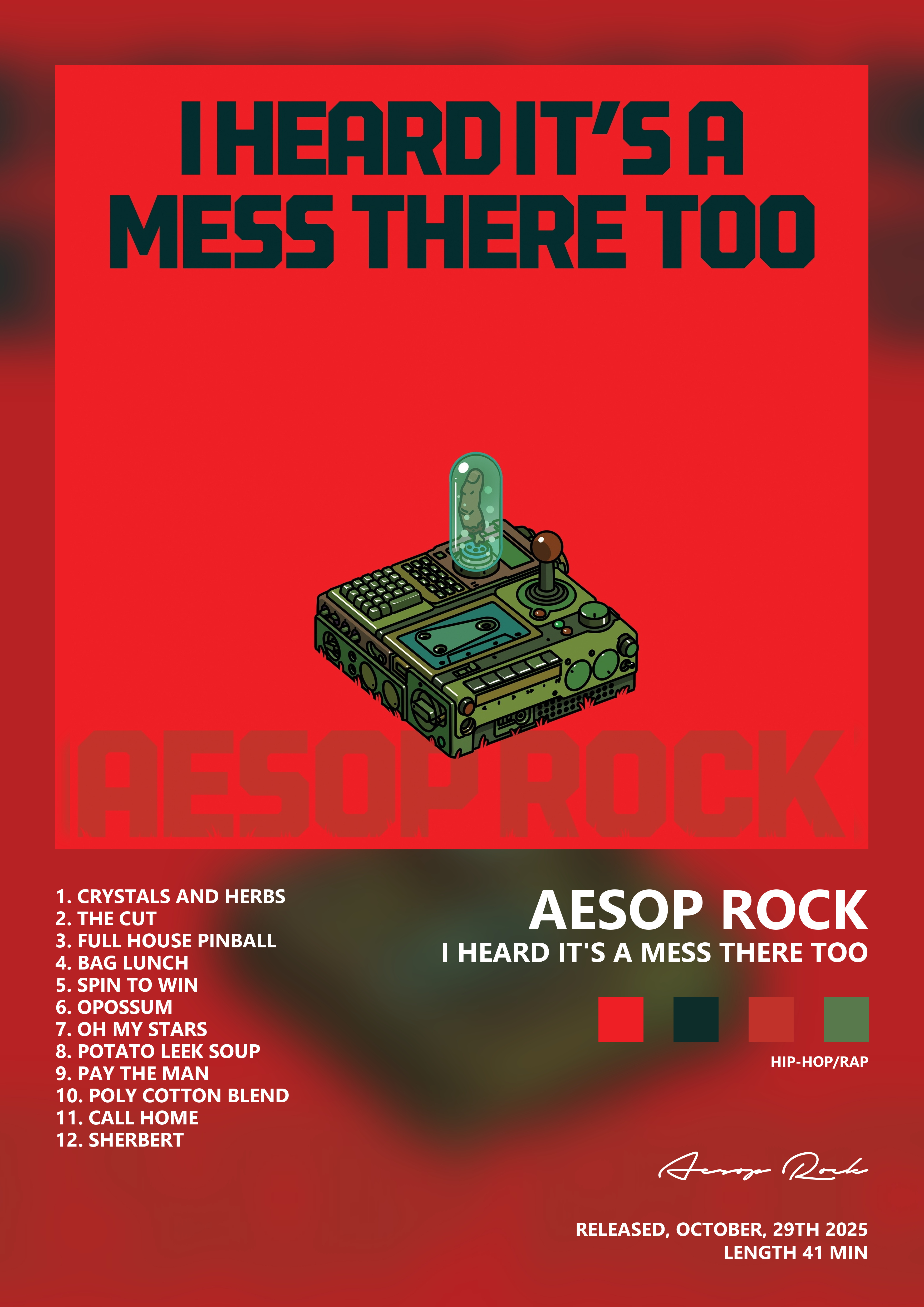 Music poster: Aesop Rock - I Heard Its A Mess There Too