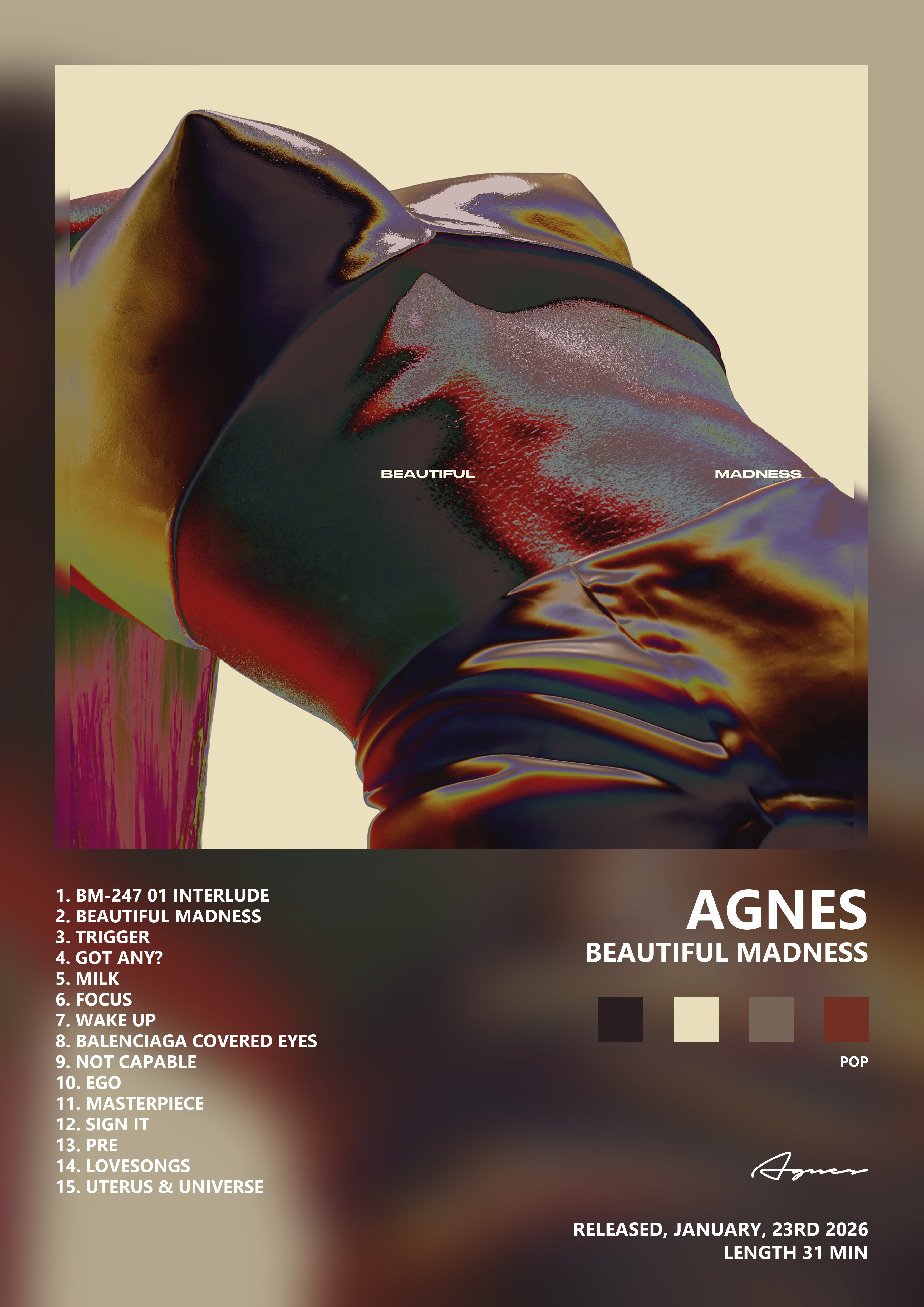 Music poster: Agnes - BEAUTIFUL MADNESS