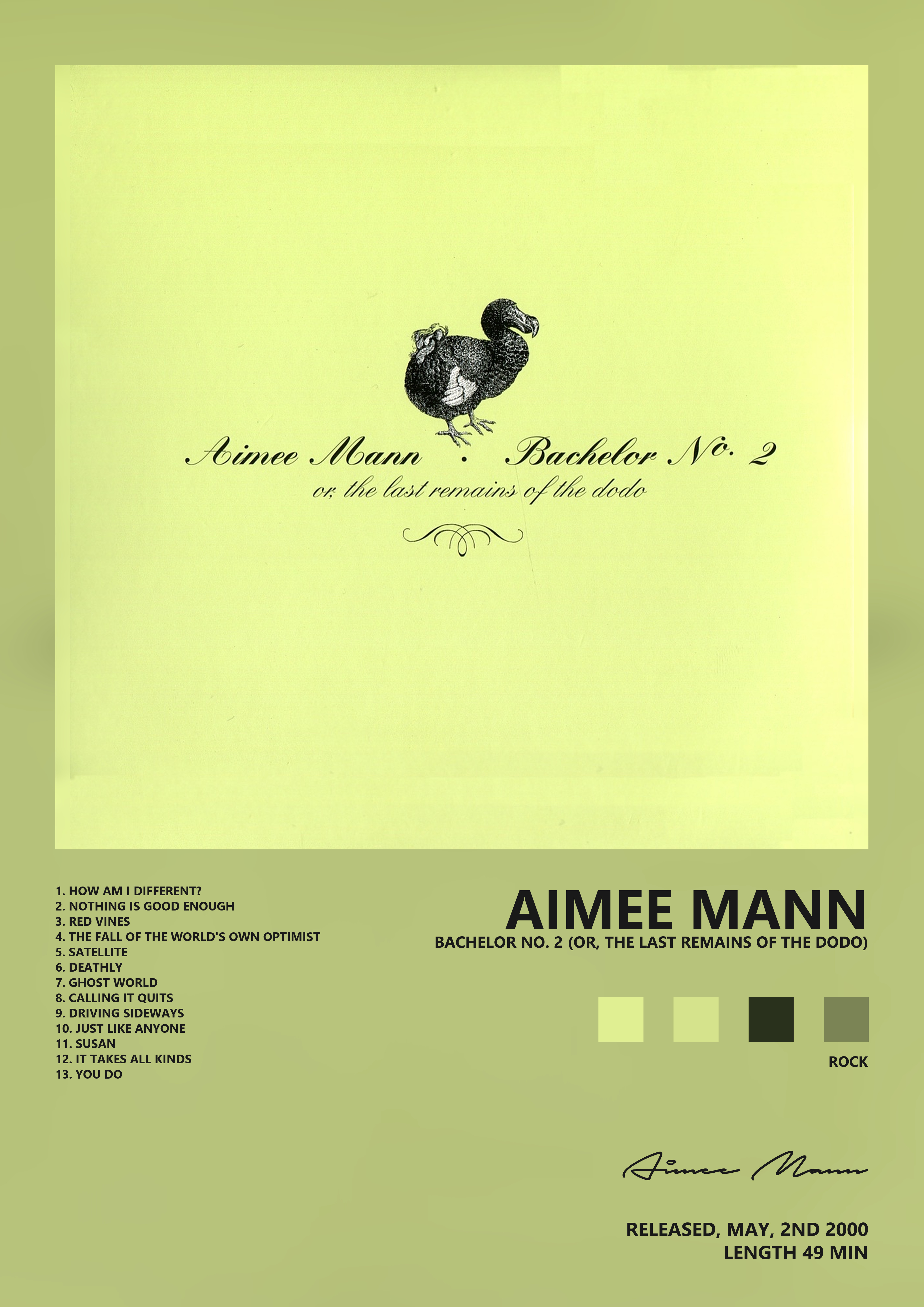 Music poster: Aimee Mann - Bachelor No 2 Or the Last Remains of the Dodo