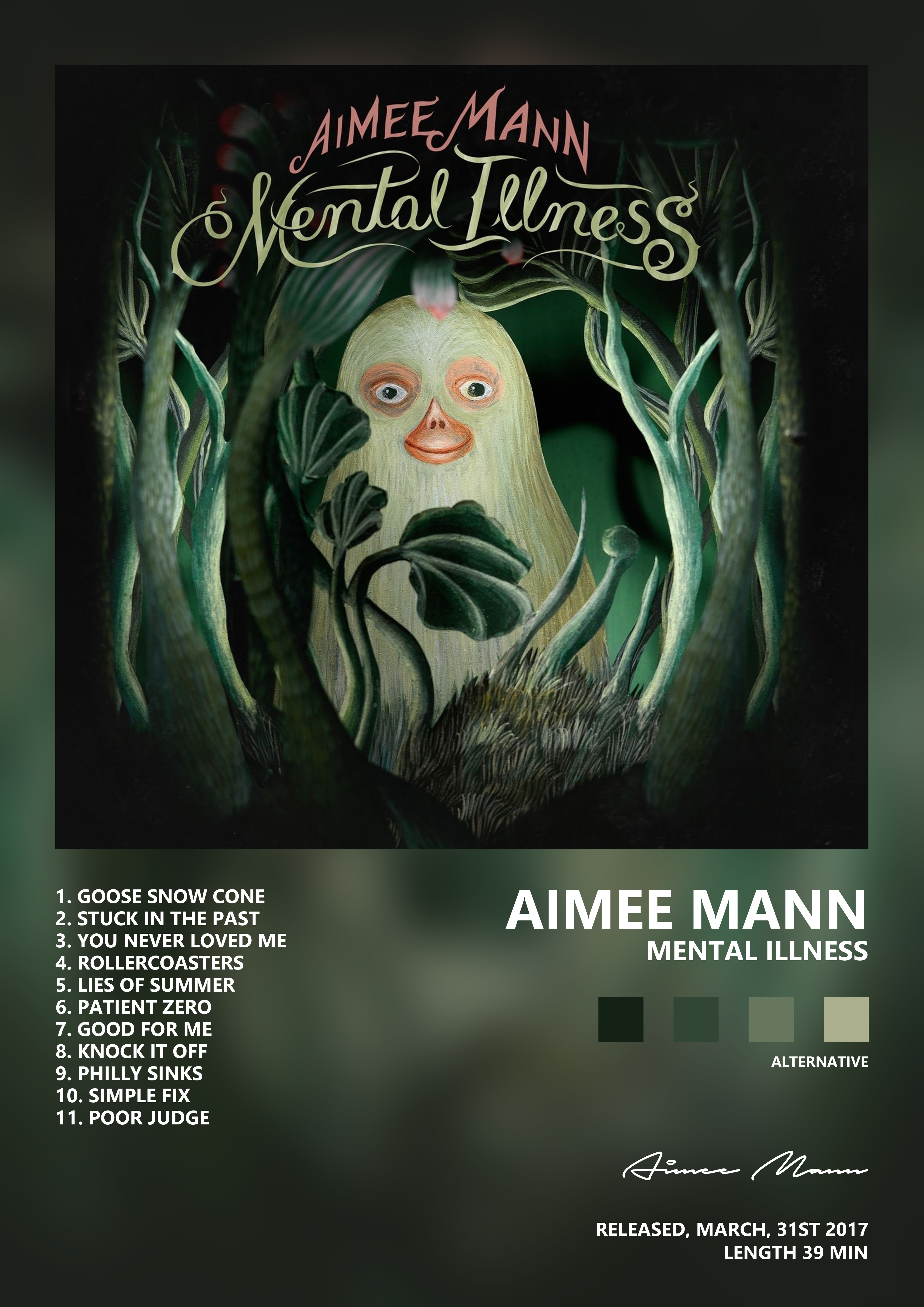 Music poster: Aimee Mann - Mental Illness