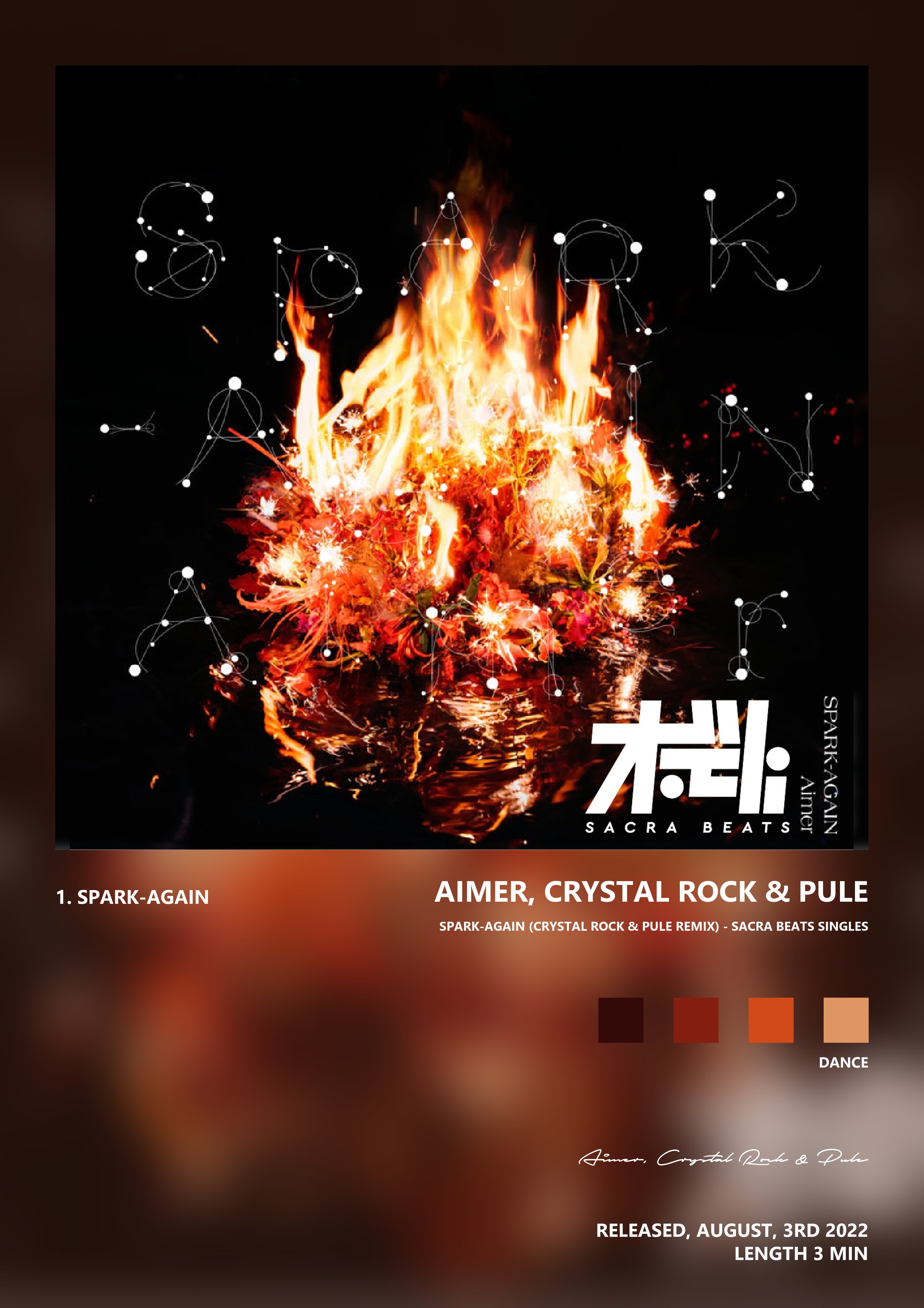 Music poster: Aimer Crystal Rock Pule - SPARK-AGAIN Crystal Rock Pule Remix - SACRA BEATS Singles