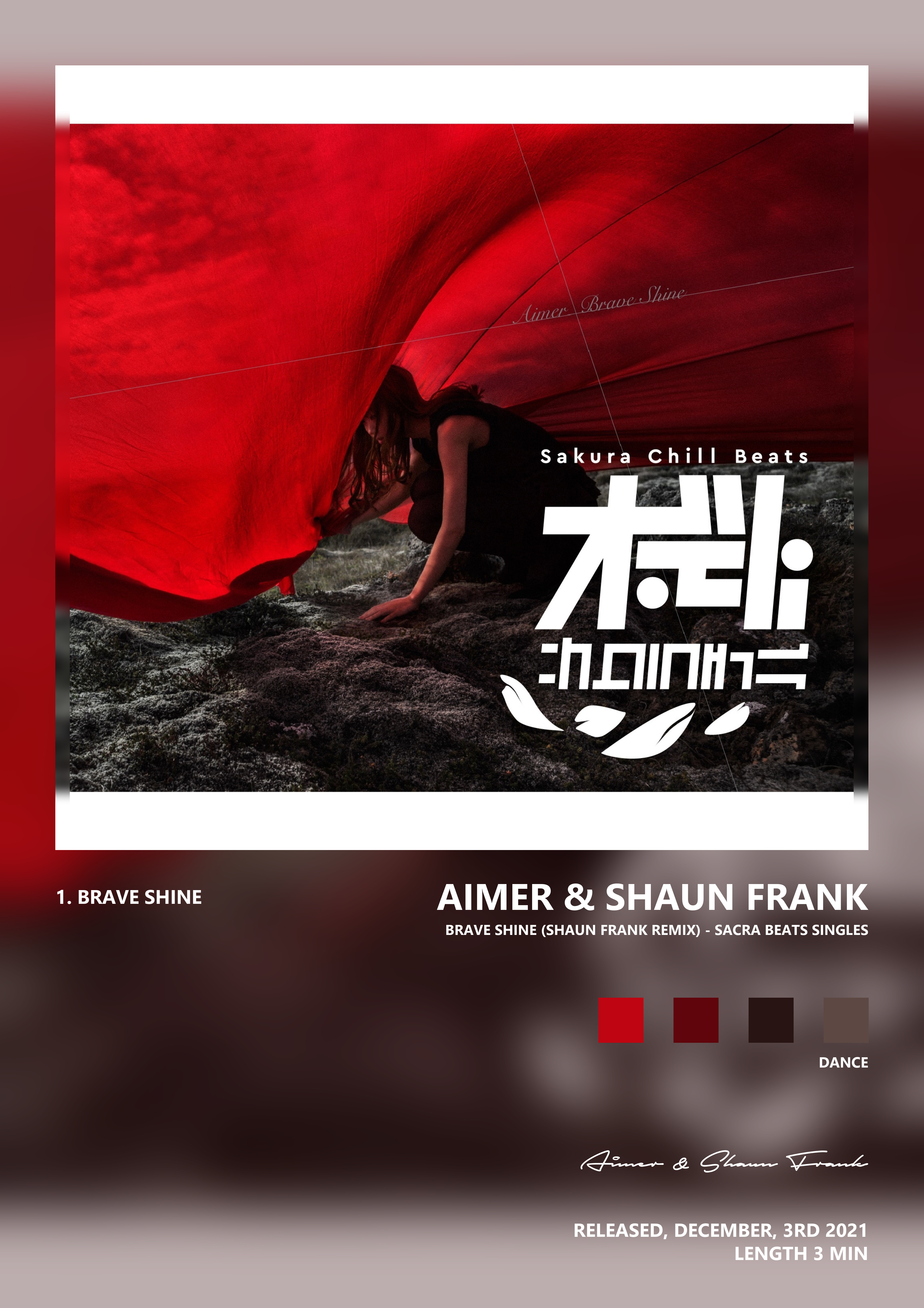 Music poster: Aimer Shaun Frank - Brave Shine Shaun Frank Remix - SACRA BEATS Singles