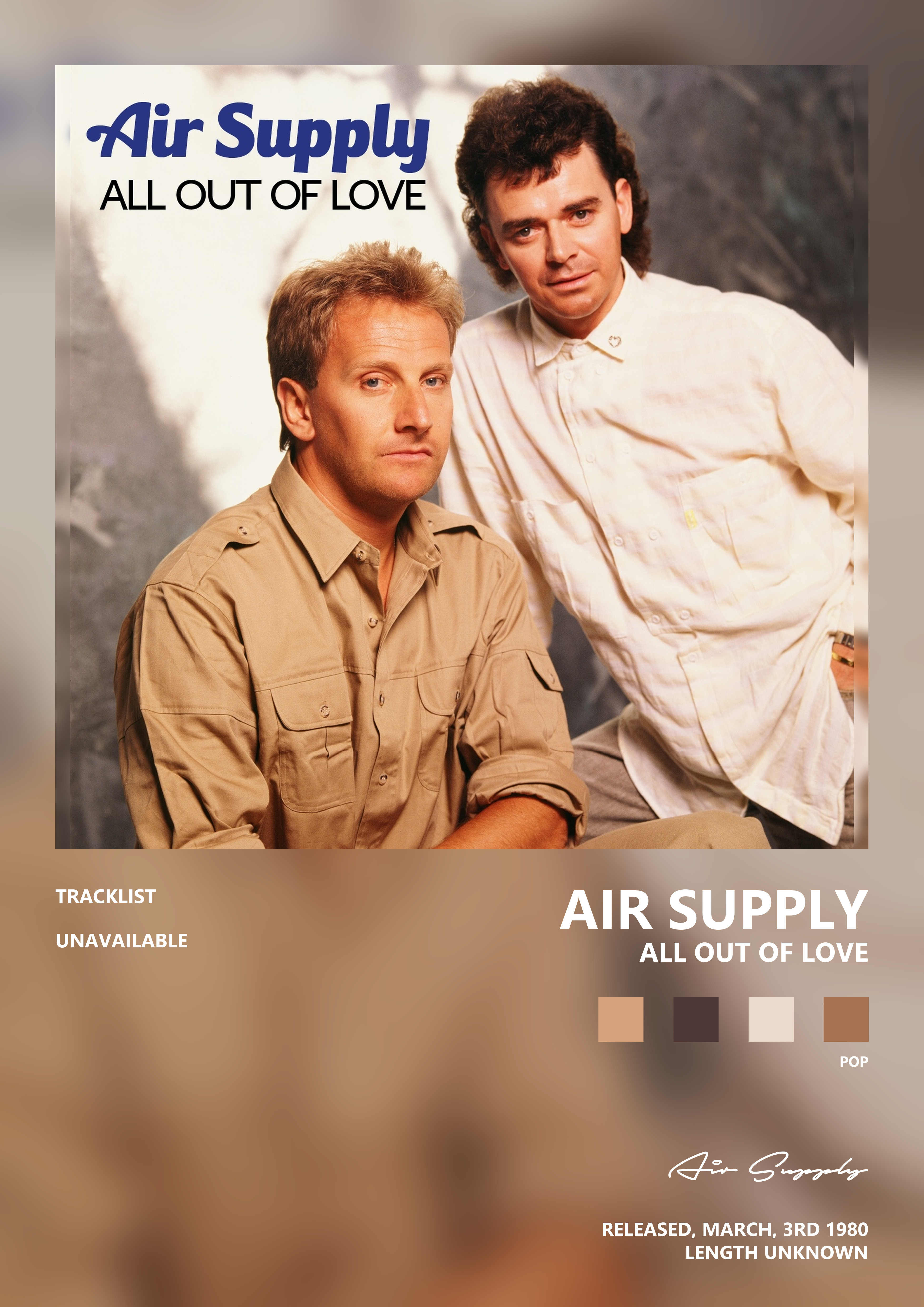 Music poster: Air Supply - All Out Of Love