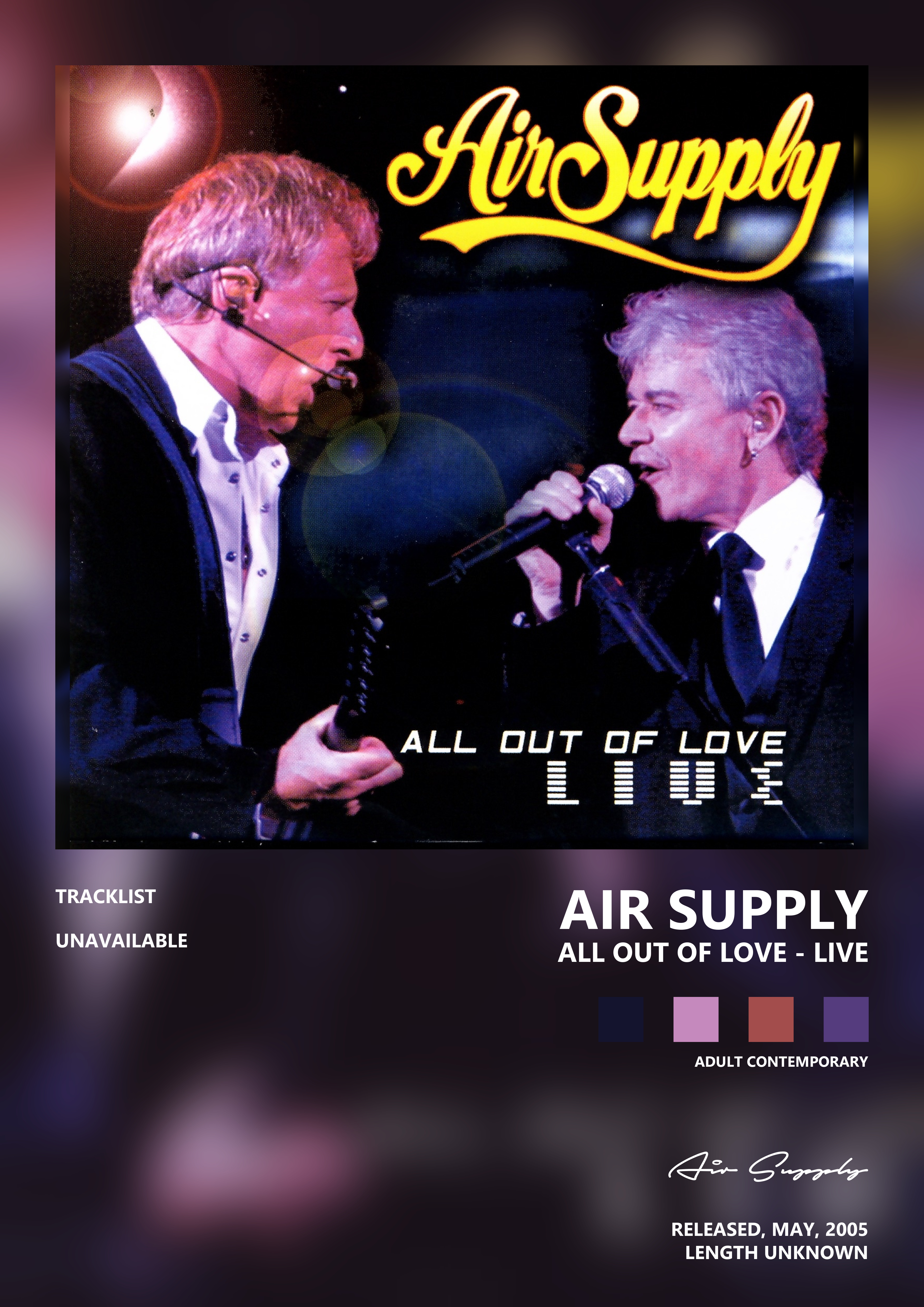 Music poster: Air Supply - All Out of Love - Live