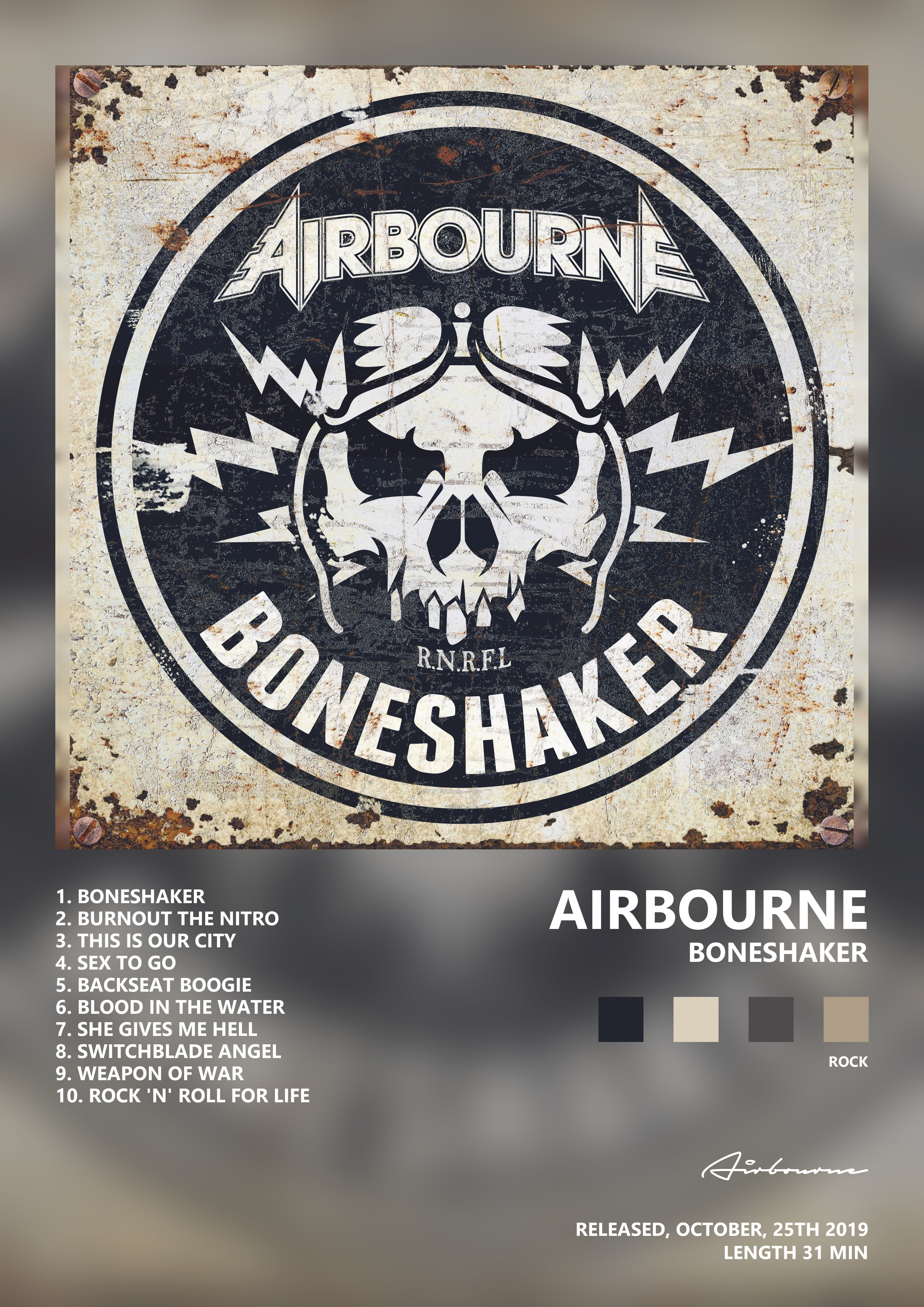 Music poster: Airbourne - Boneshaker