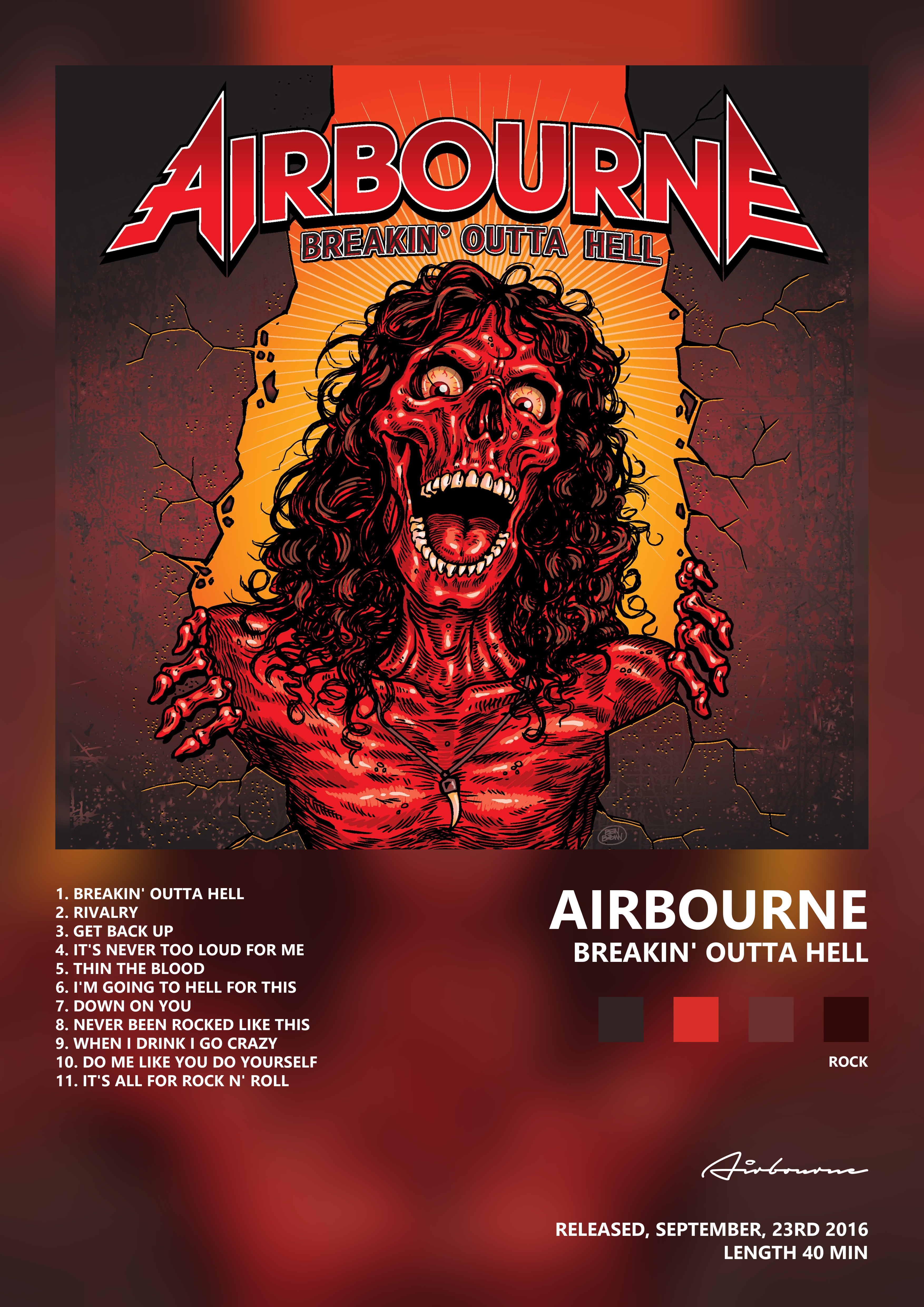 Music poster: Airbourne - Breakin Outta Hell