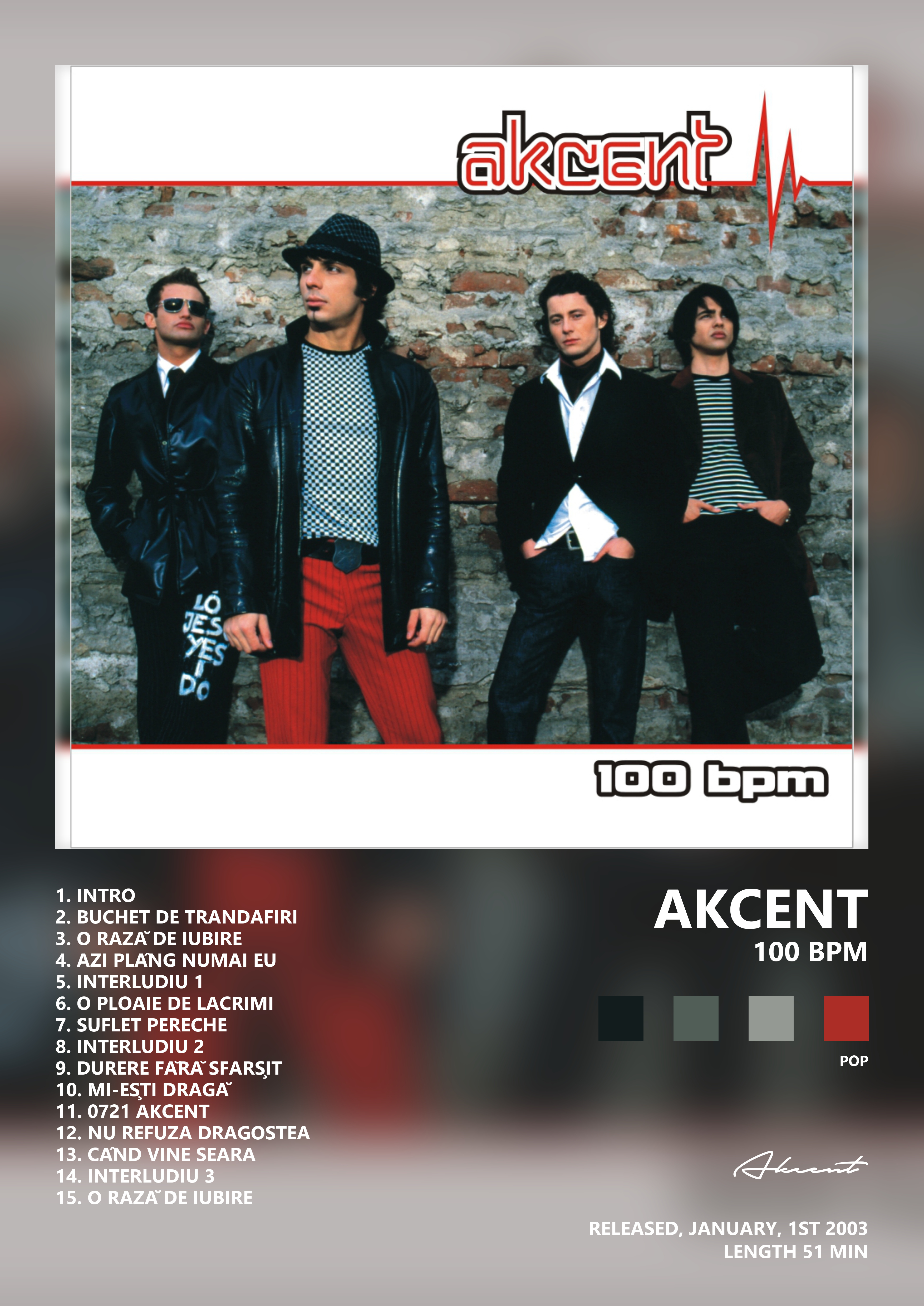 Music poster: Akcent - 100 Bpm