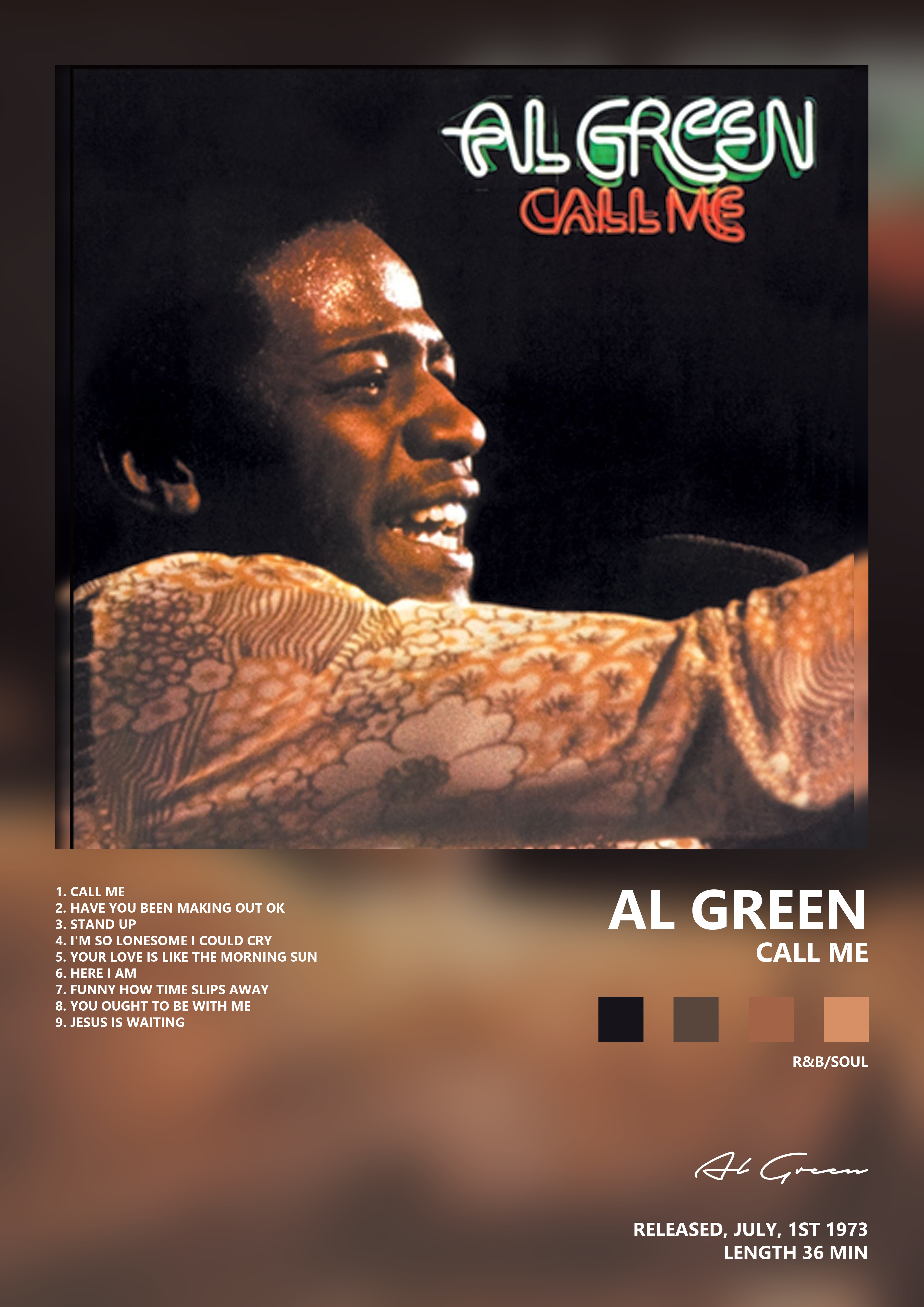Music poster: Al Green - Call Me