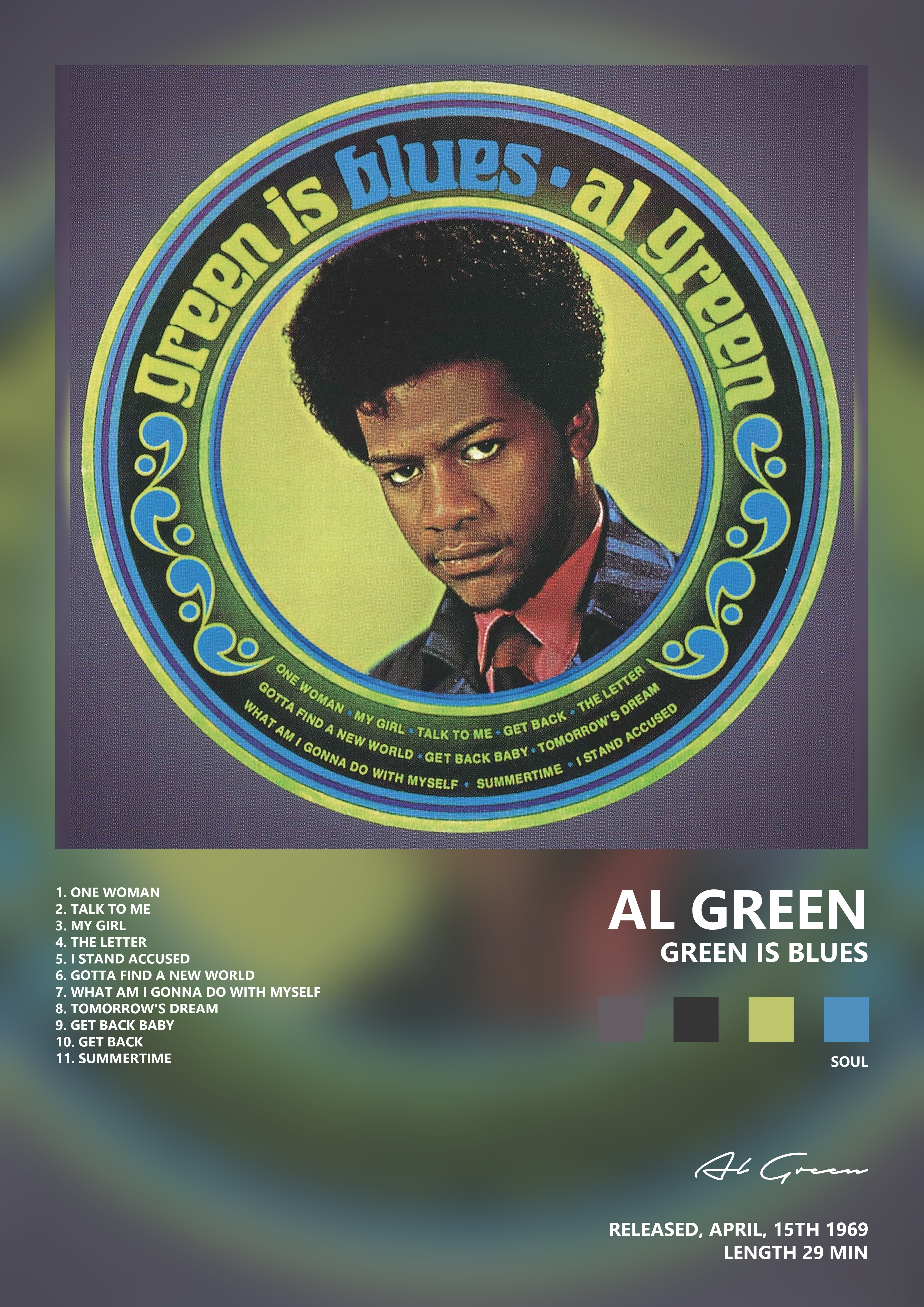 Music poster: Al Green - Green Is Blues