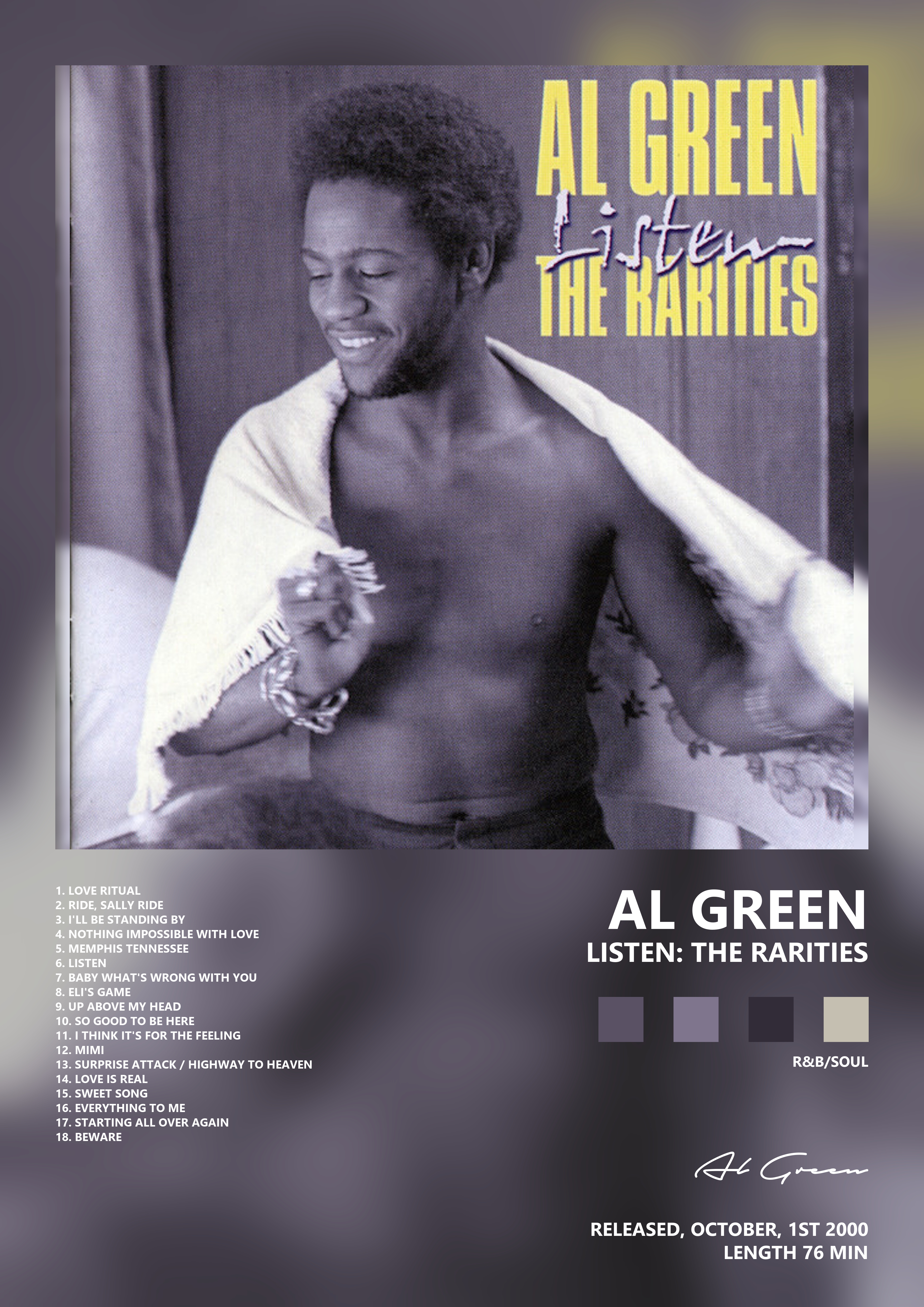 Music poster: Al Green - Listen The Rarities