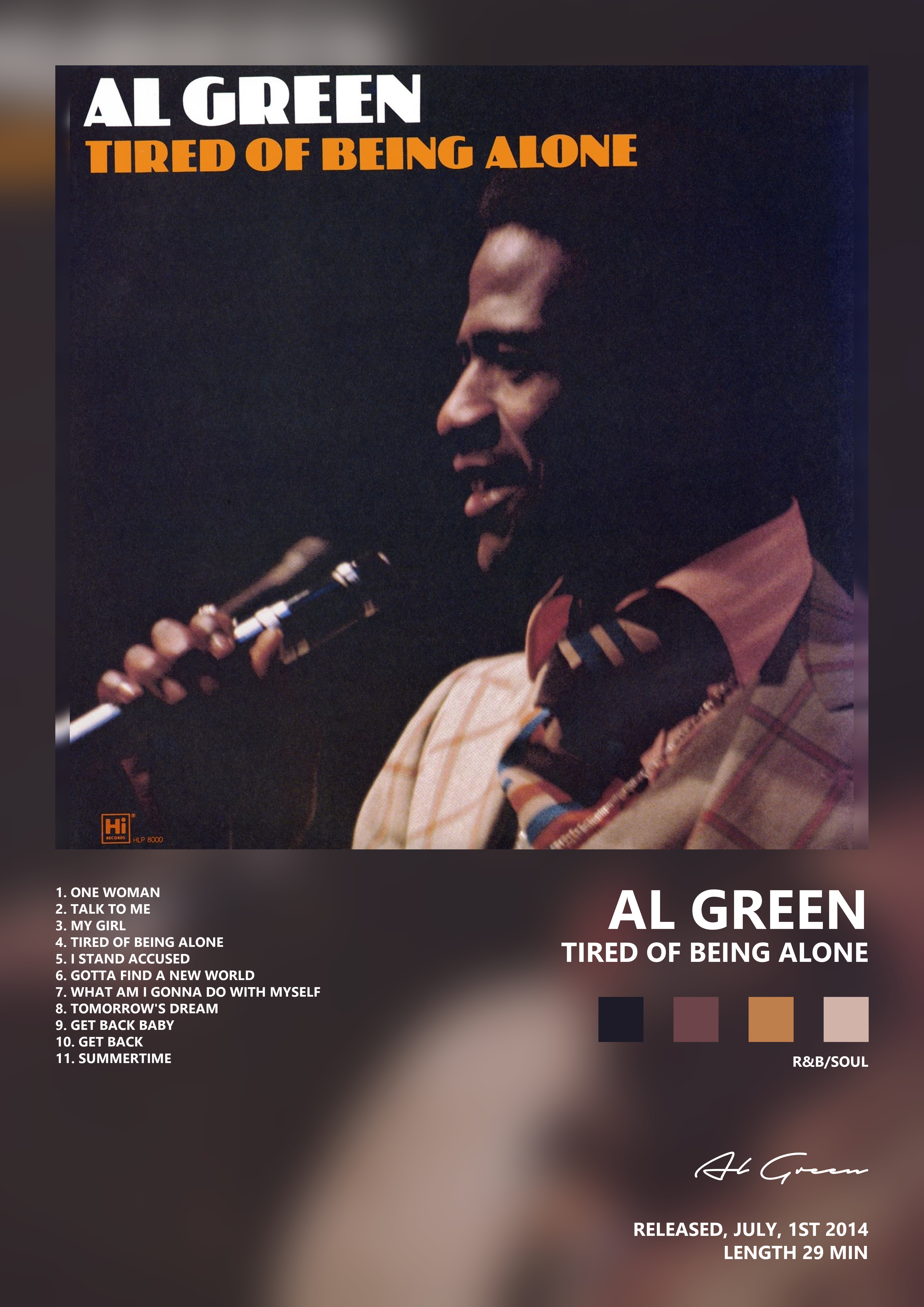 Music poster: Al Green - Tired of Being Alone