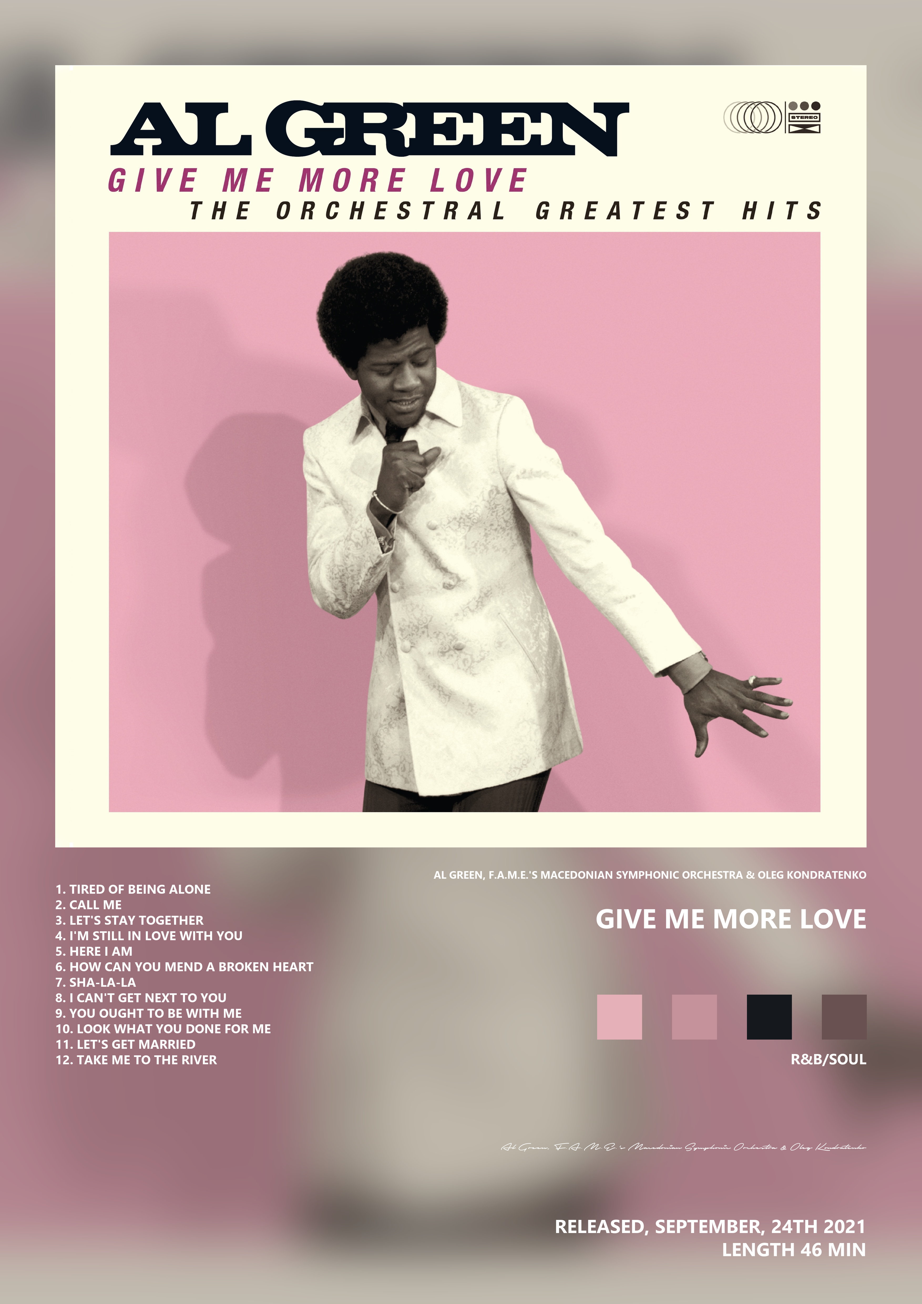 Music poster: Al Green FAMEs Macedonian Symphonic Orchestra Oleg Kondratenko - Give Me More Love