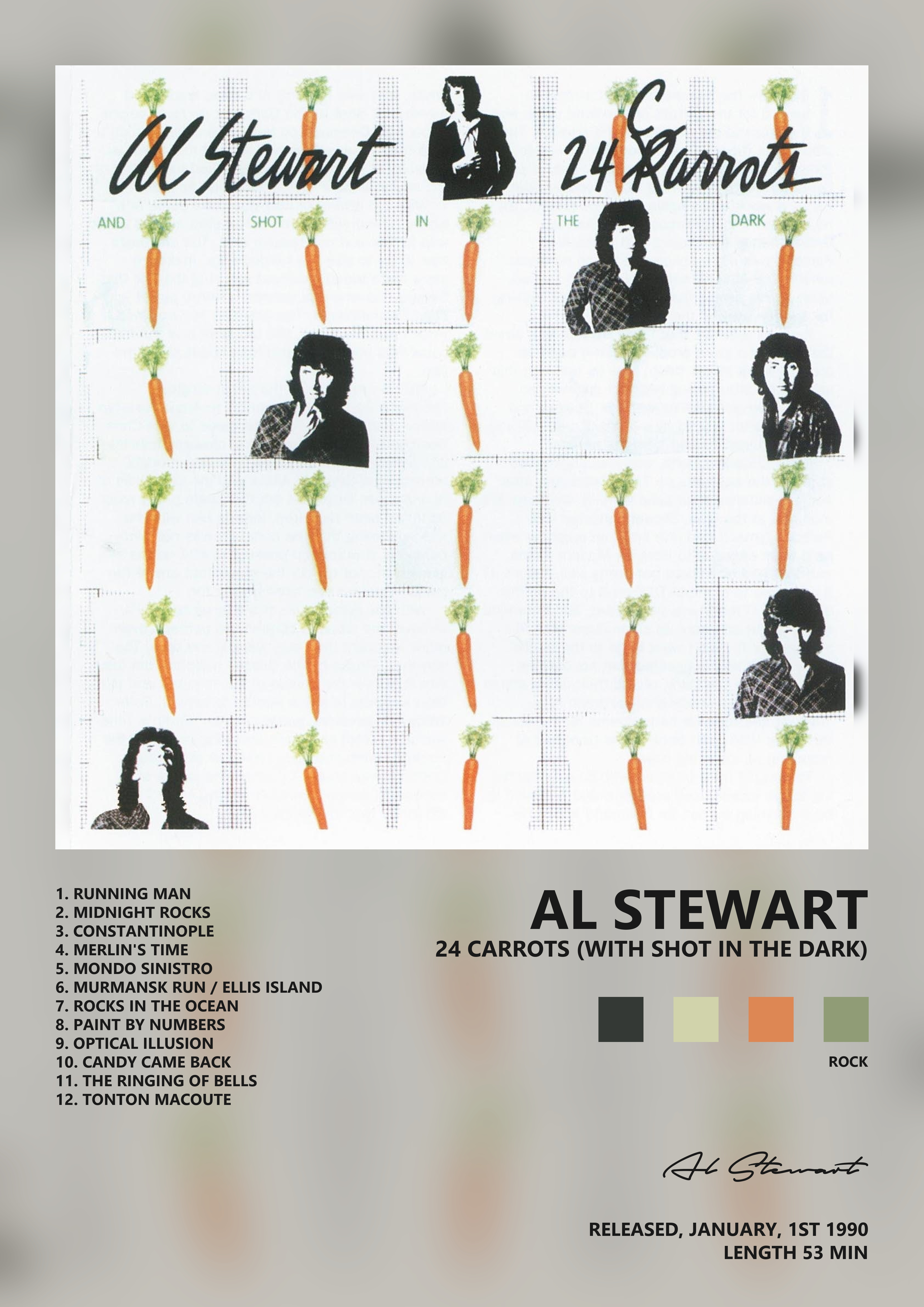 Music poster: Al Stewart - 24 Carrots with Shot In the Dark
