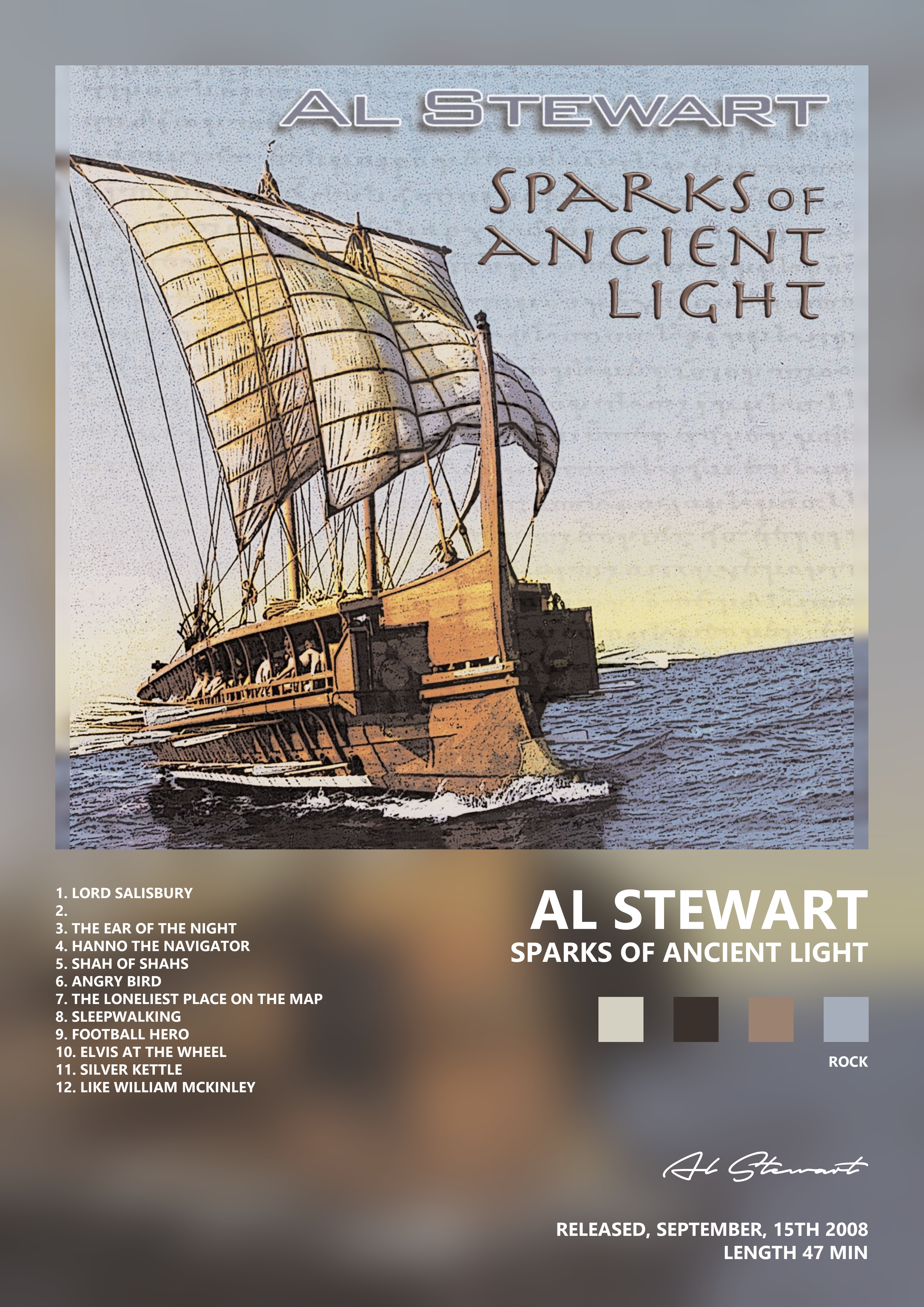 Music poster: Al Stewart - Sparks of Ancient Light