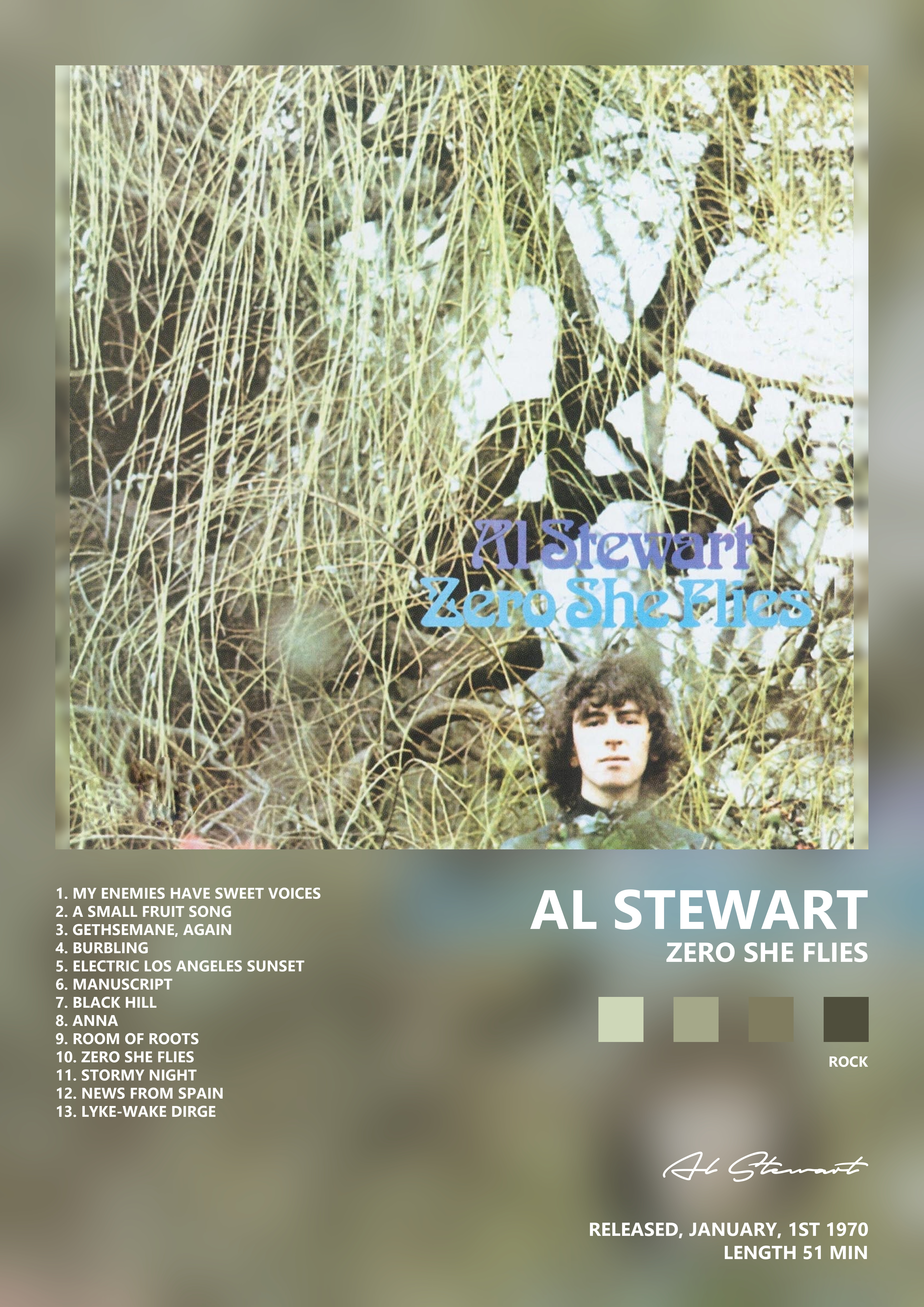 Music poster: Al Stewart - Zero She Flies