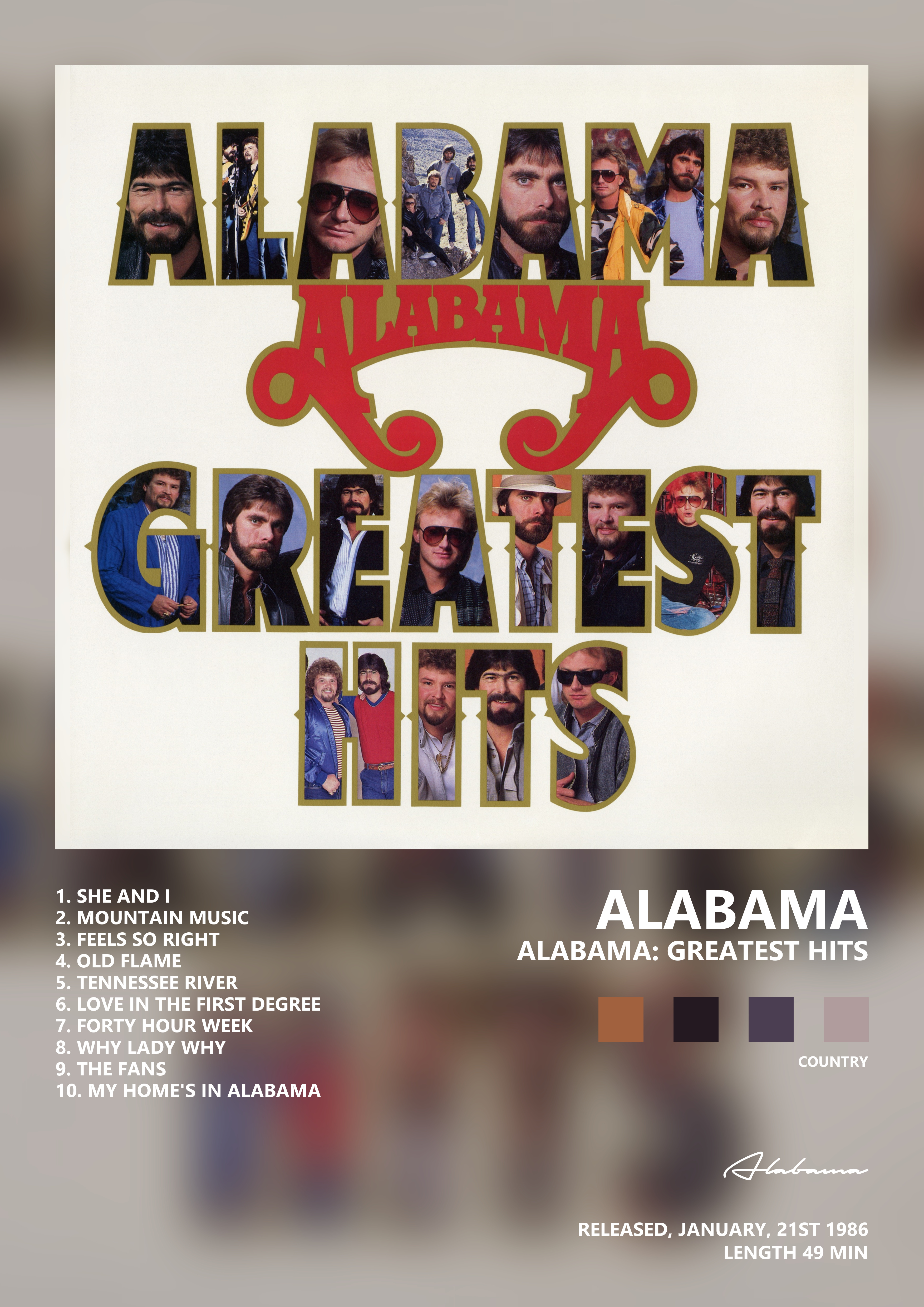 Music poster: Alabama - Alabama Greatest Hits
