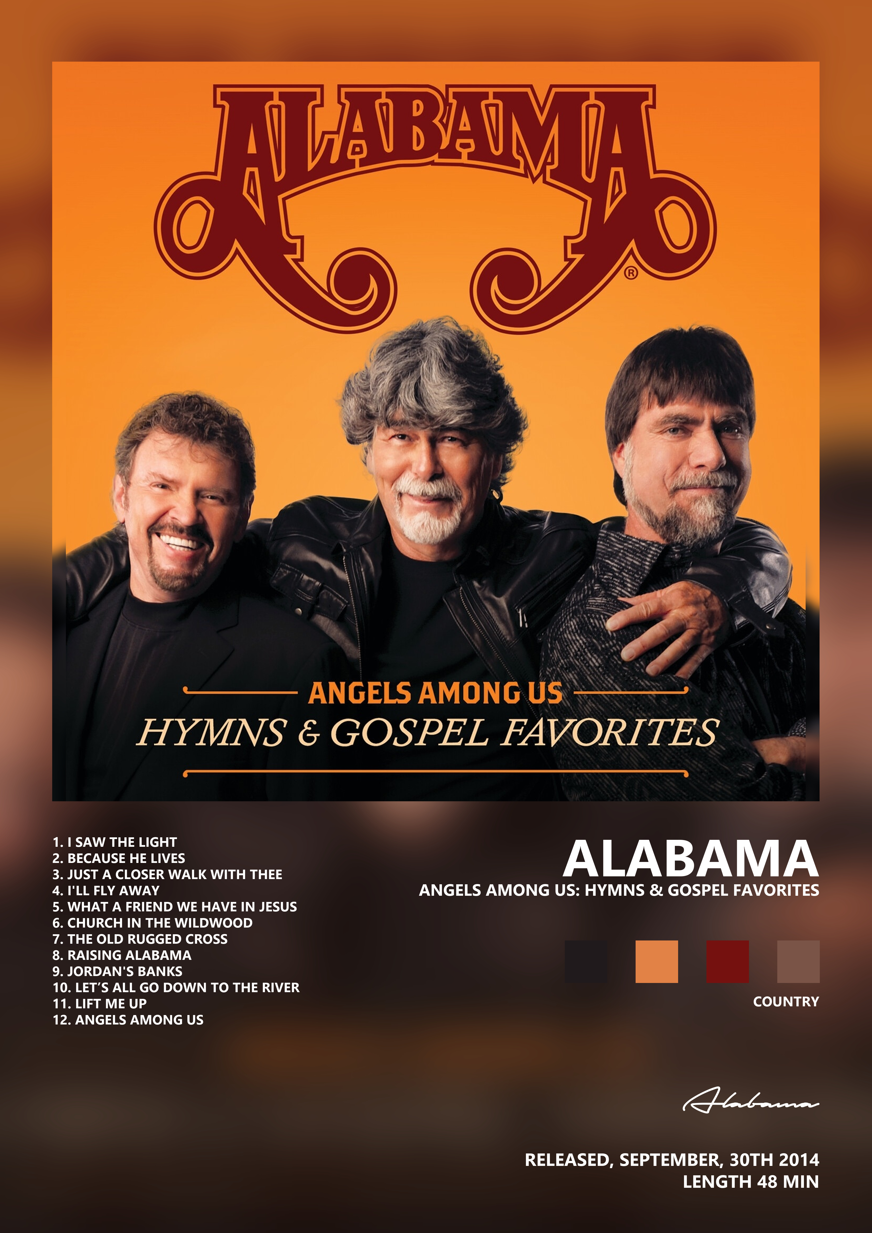 Music poster: Alabama - Angels Among Us Hymns Gospel Favorites