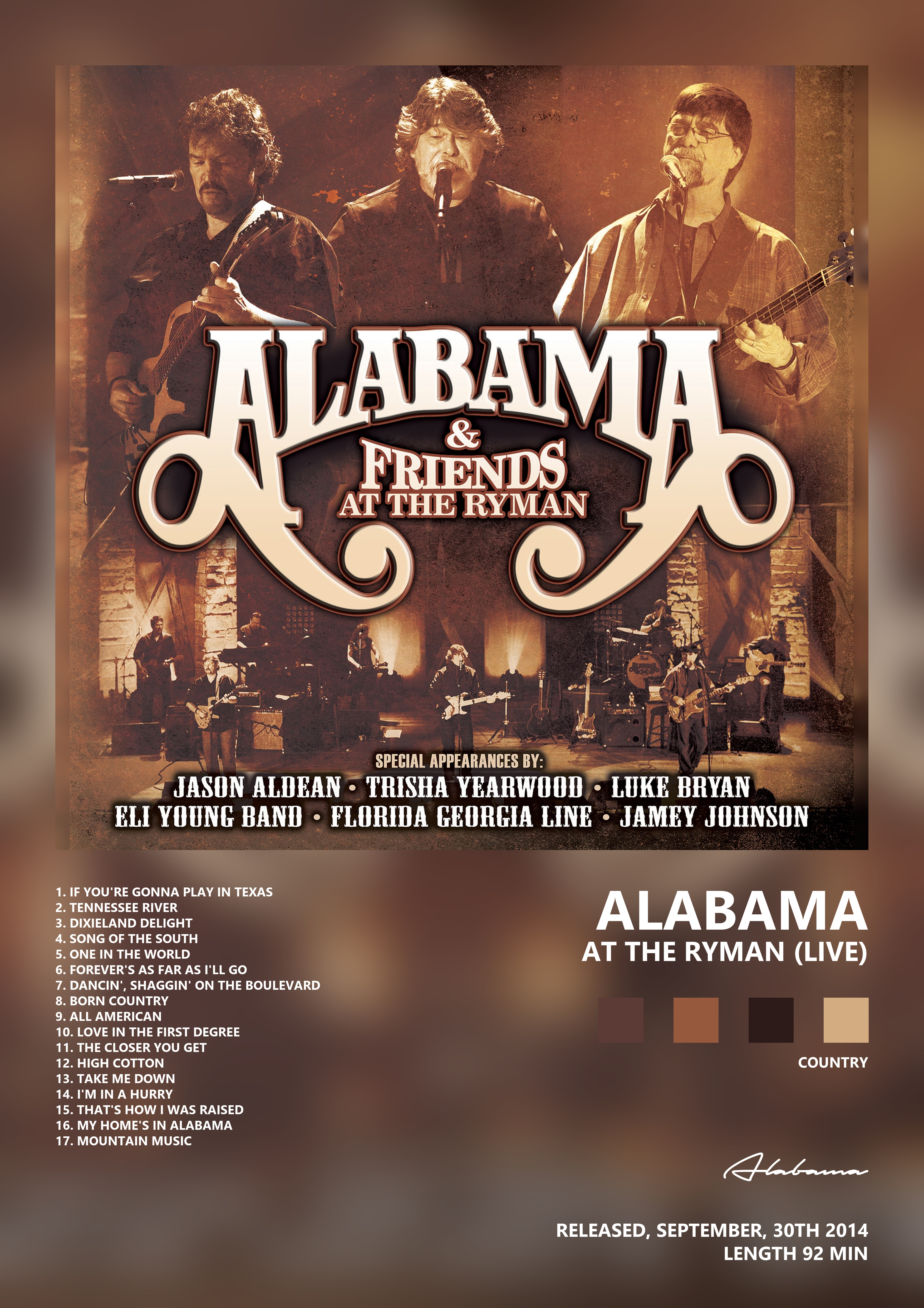 Music poster: Alabama - At The Ryman Live