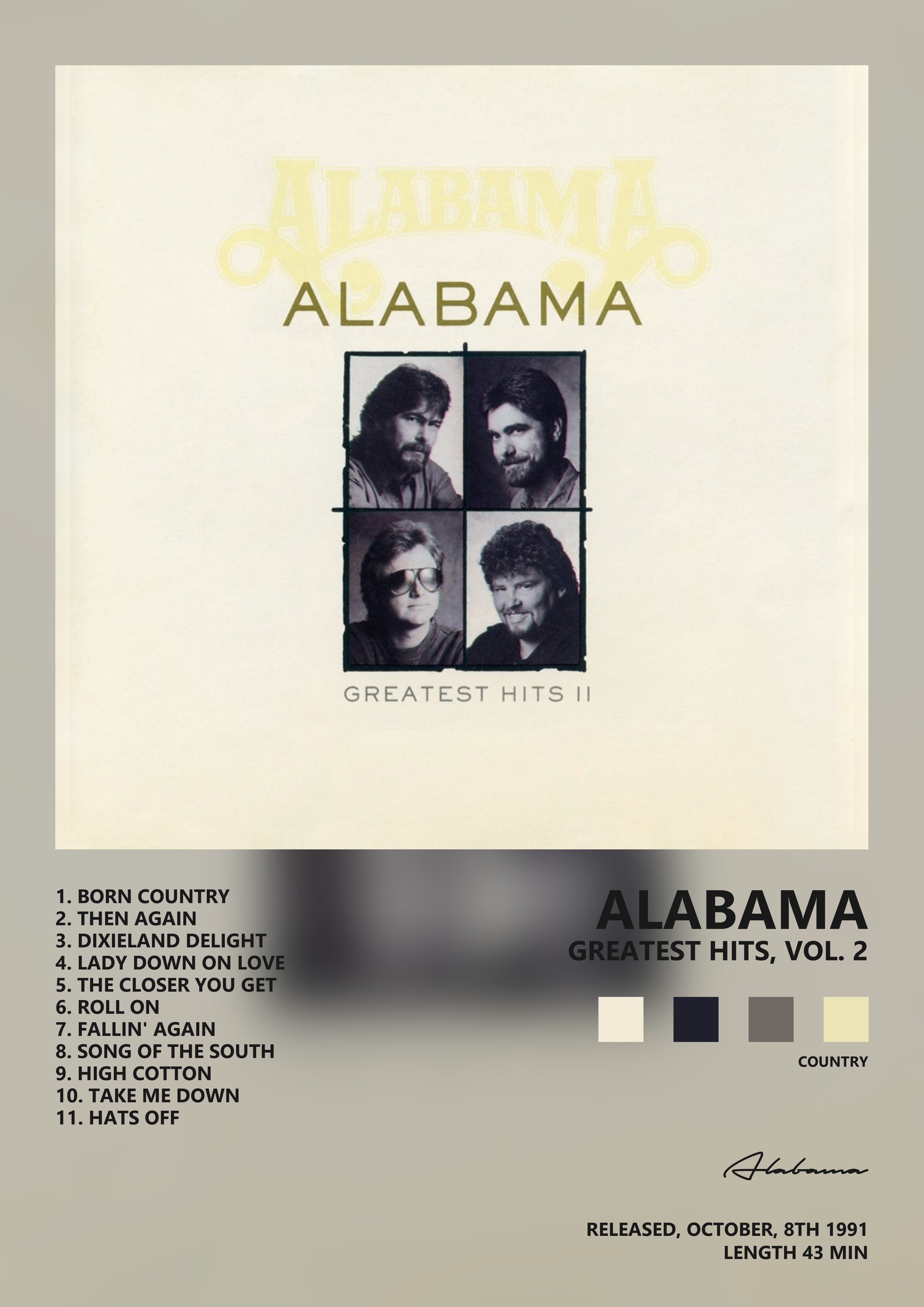 Music poster: Alabama - Greatest Hits Vol 2
