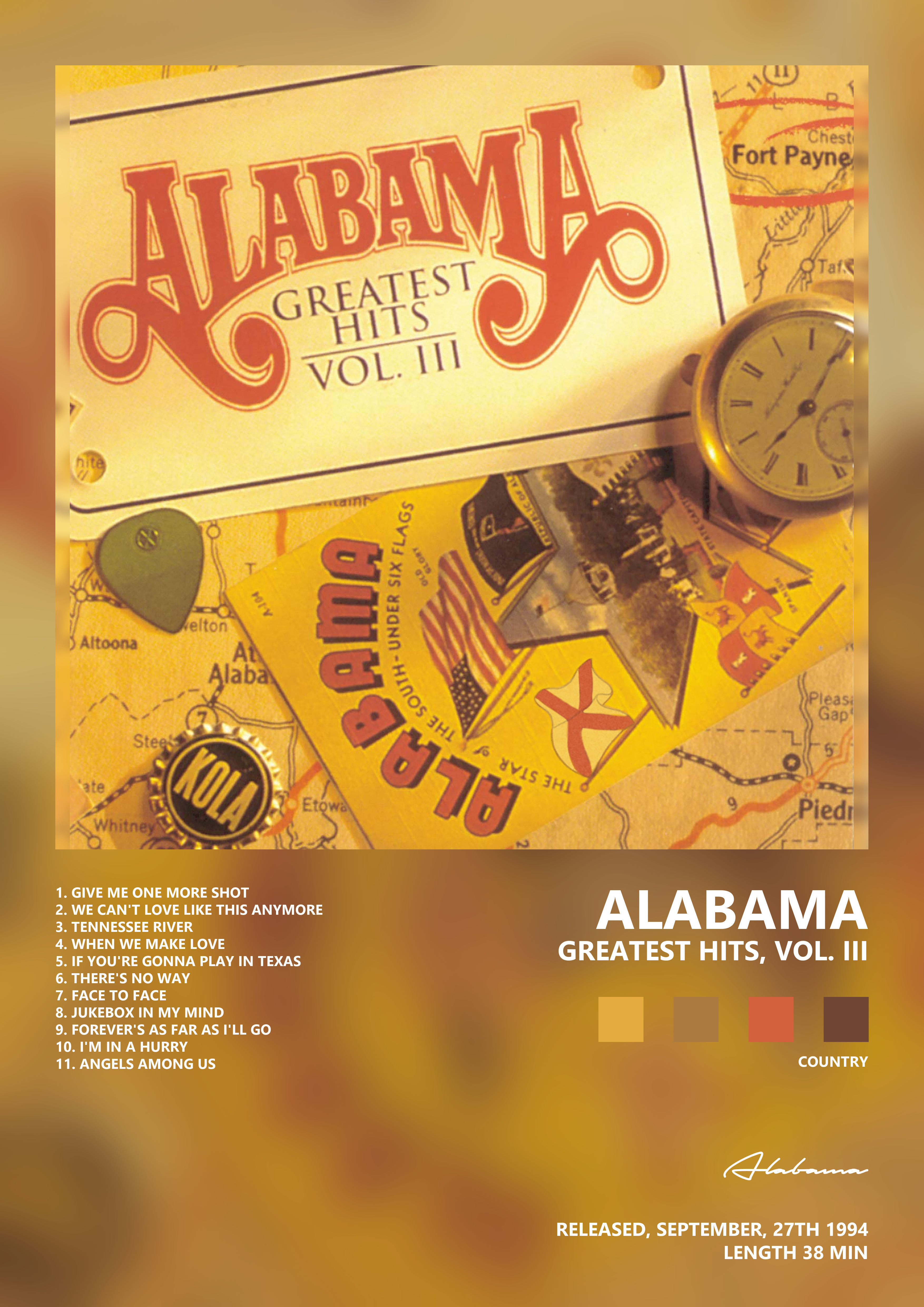 Music poster: Alabama - Greatest Hits Vol III