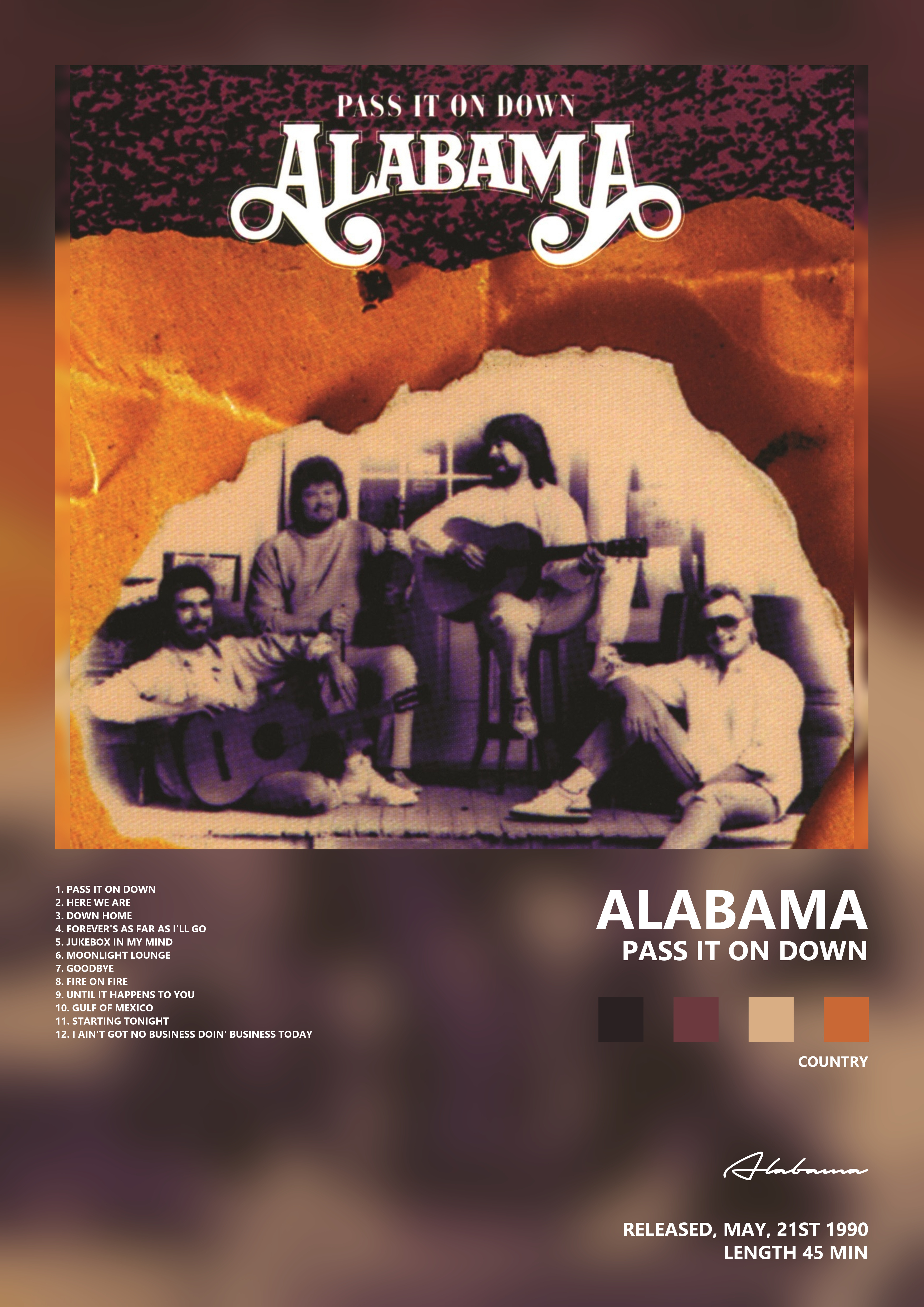Music poster: Alabama - Pass It On Down